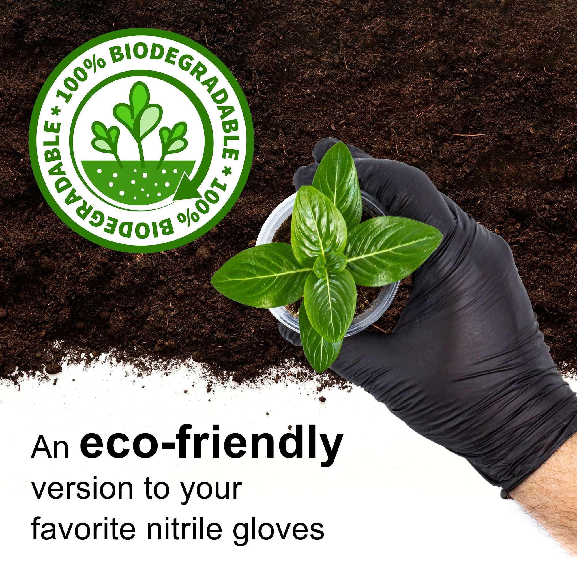 FifthPulse [150 Count] Biodegradable Gloves - Black Nitrile Disposable Gloves - Medical Exam and Food Safe - Latex Free - Image 2