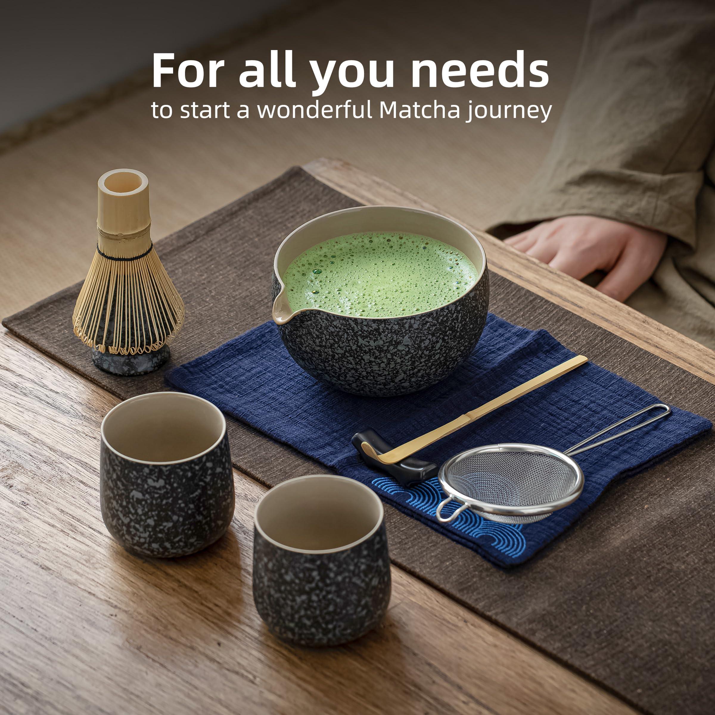 TEANAGOO 9 Pcs Matcha Whisk Set,Ceramic Matcha Set,Matcha Kit for Ceremony,Matcha Tea Set for Making Breakfast/Matcha Latte,Matcha Whisk and Bowl Set with 2 Matcha Cups(7.2oz),Gift for Matcha Lover - Image 4