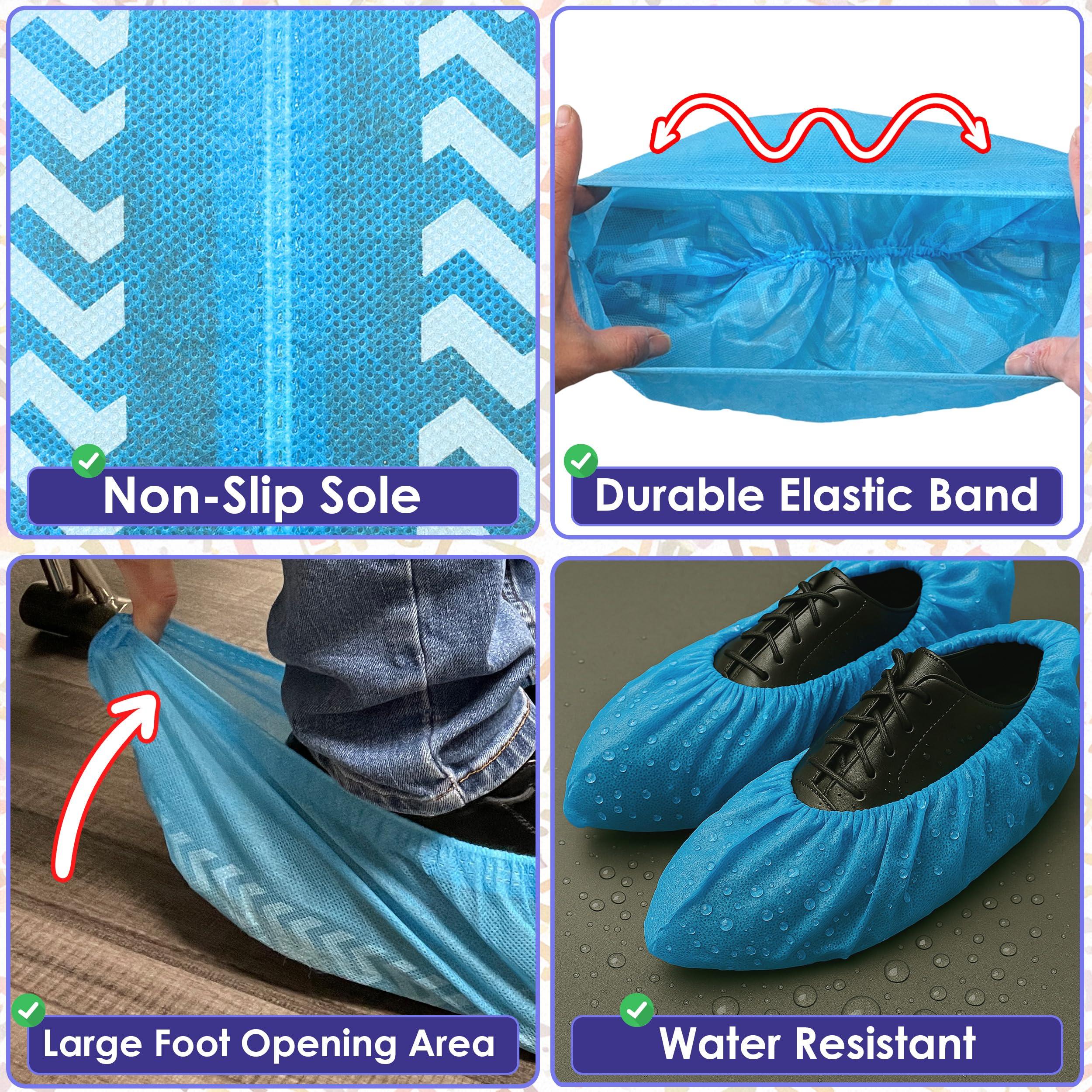 Buena Goods 100 Pack Extra Large Disposable Blue Boot and Shoe Covers - Indoor Reusable Shoe Covers Disposable - Non Slip Booties - Fits US Men's Size 14 and Women's 16 Size - Image 2