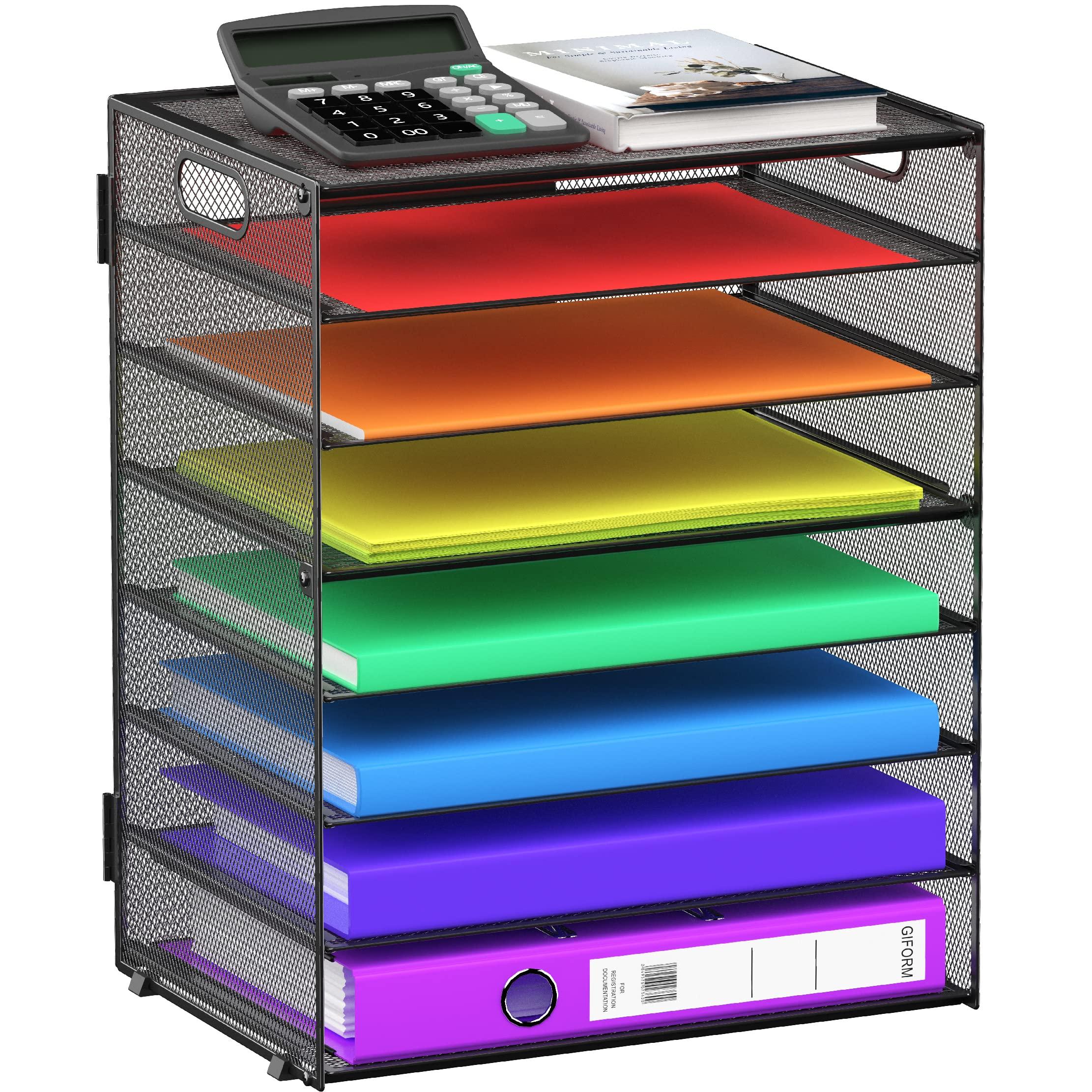 GoldOrcle 8 Tier Paper Letter Tray Organizer with Handles, Mesh Desk File Holder Storage Organization for Office School Desktop