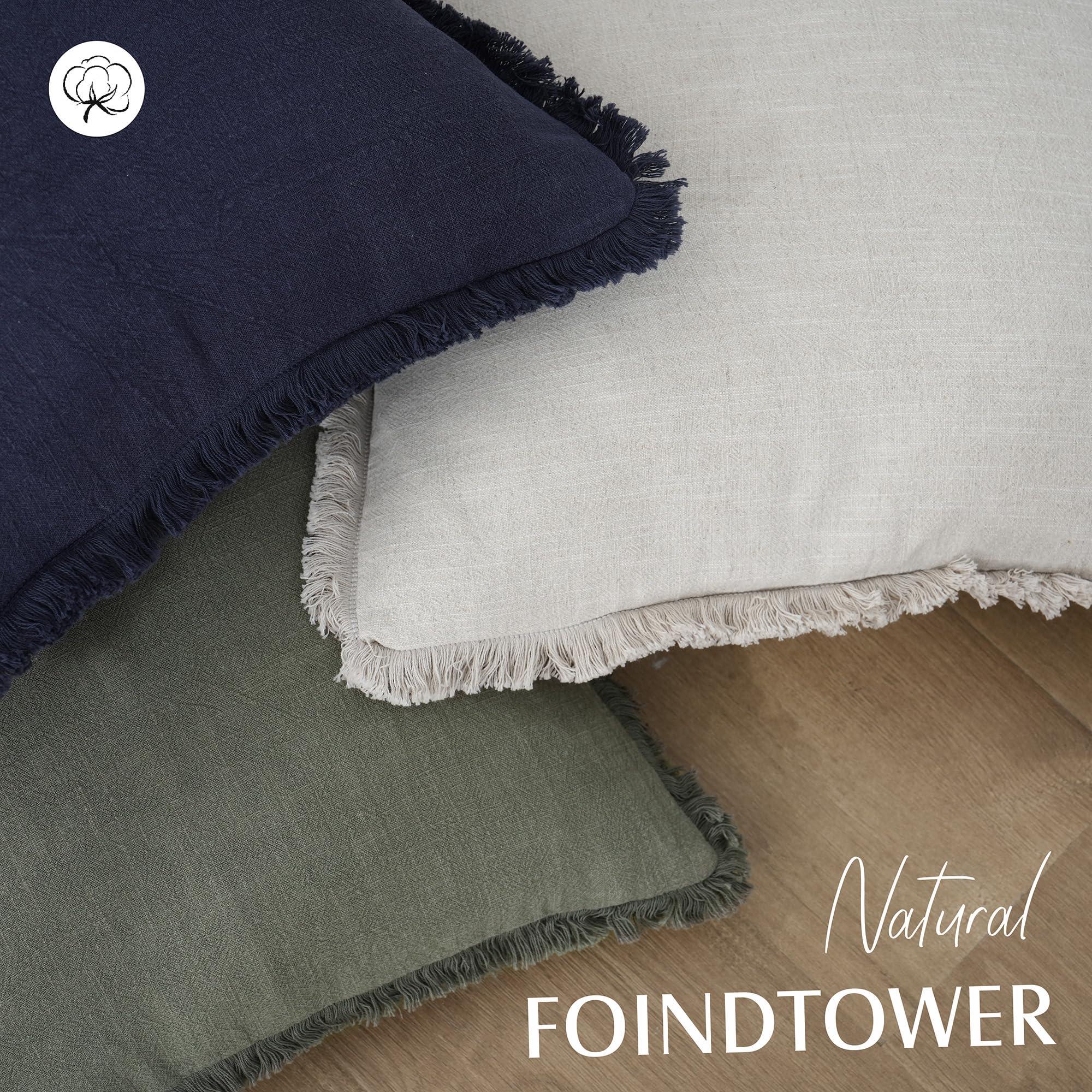 Foindtower Set of 2 Decorative Linen Fringe Throw Pillow Covers Cozy Boho Farmhouse Cushion Cover with Tassels Soft Accent Pillowcase for Couch Sofa Bed Living Room Home Decor,18×18 Inch,Olive Green - Image 5