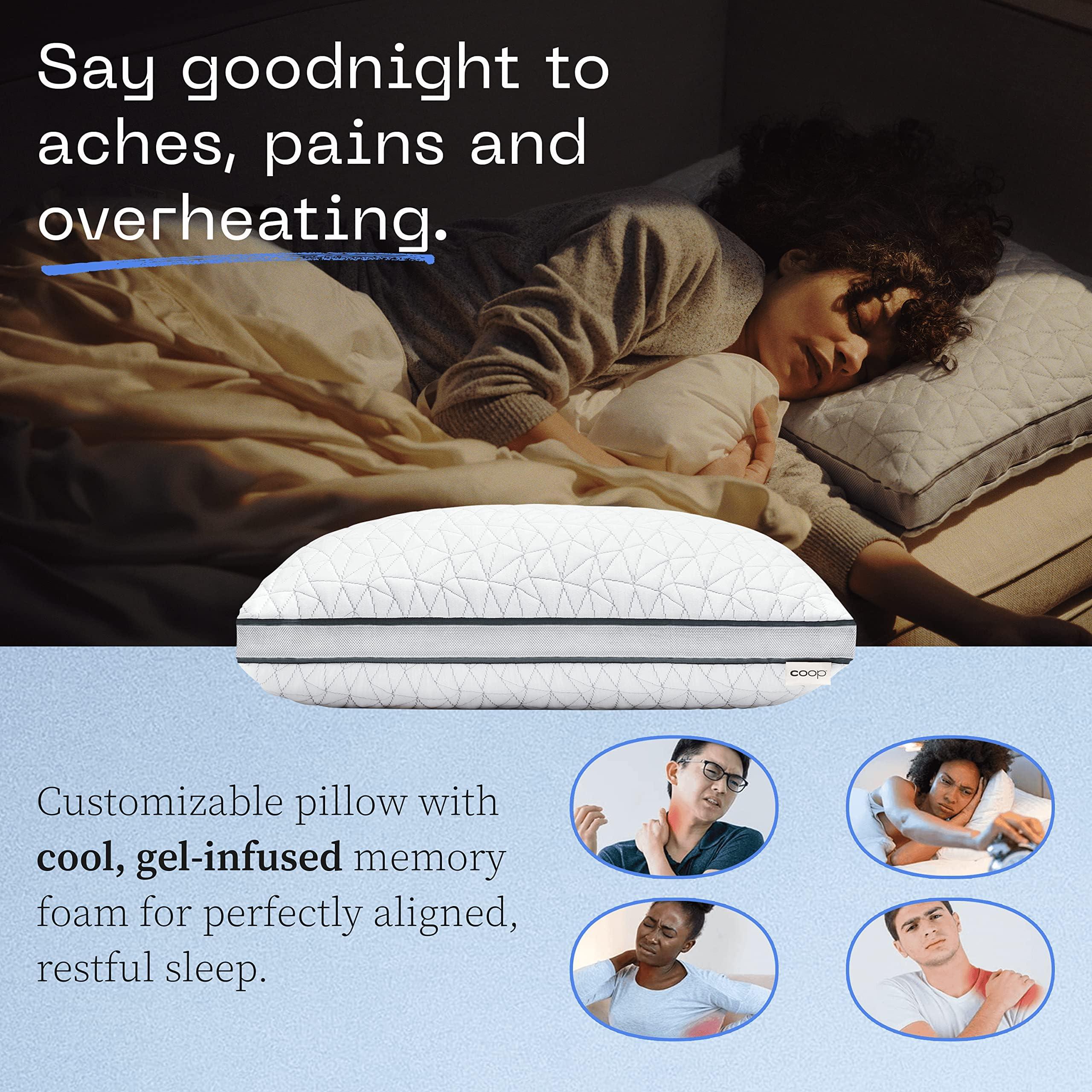 Coop Home Goods Eden Bed Pillow Queen Size for Sleeping on Back, Stomach and Side Sleeper- Medium Soft Memory Foam Cooling Gel - CertiPUR-US/GREENGUARD Gold - Image 2