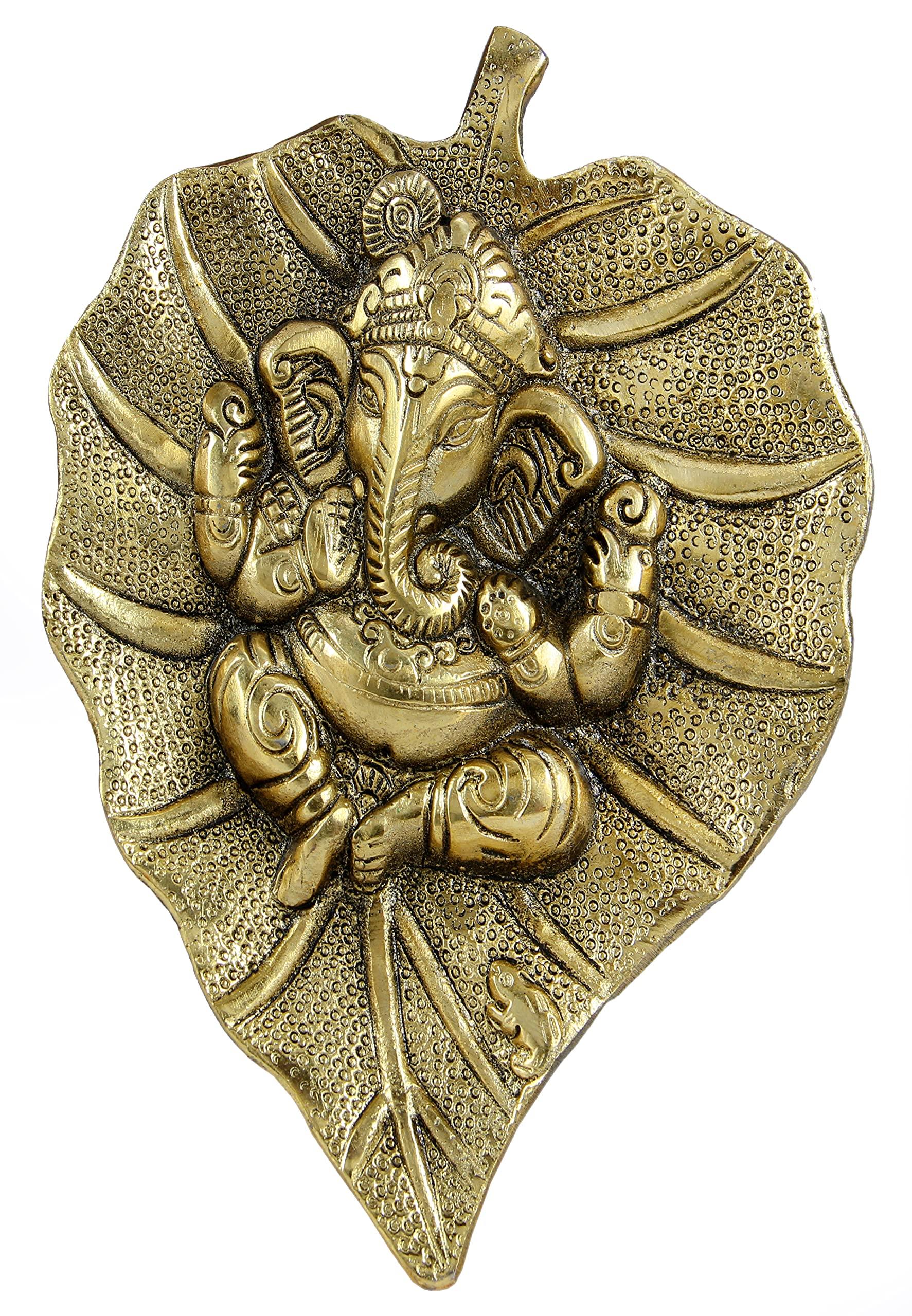Charmy Crafts Metal Ganesha On Leaf, Wall Hanging Article for Wall Decor, Wedding Gifts, Best for Housewarming, Room Decor (Golden) - Image 4