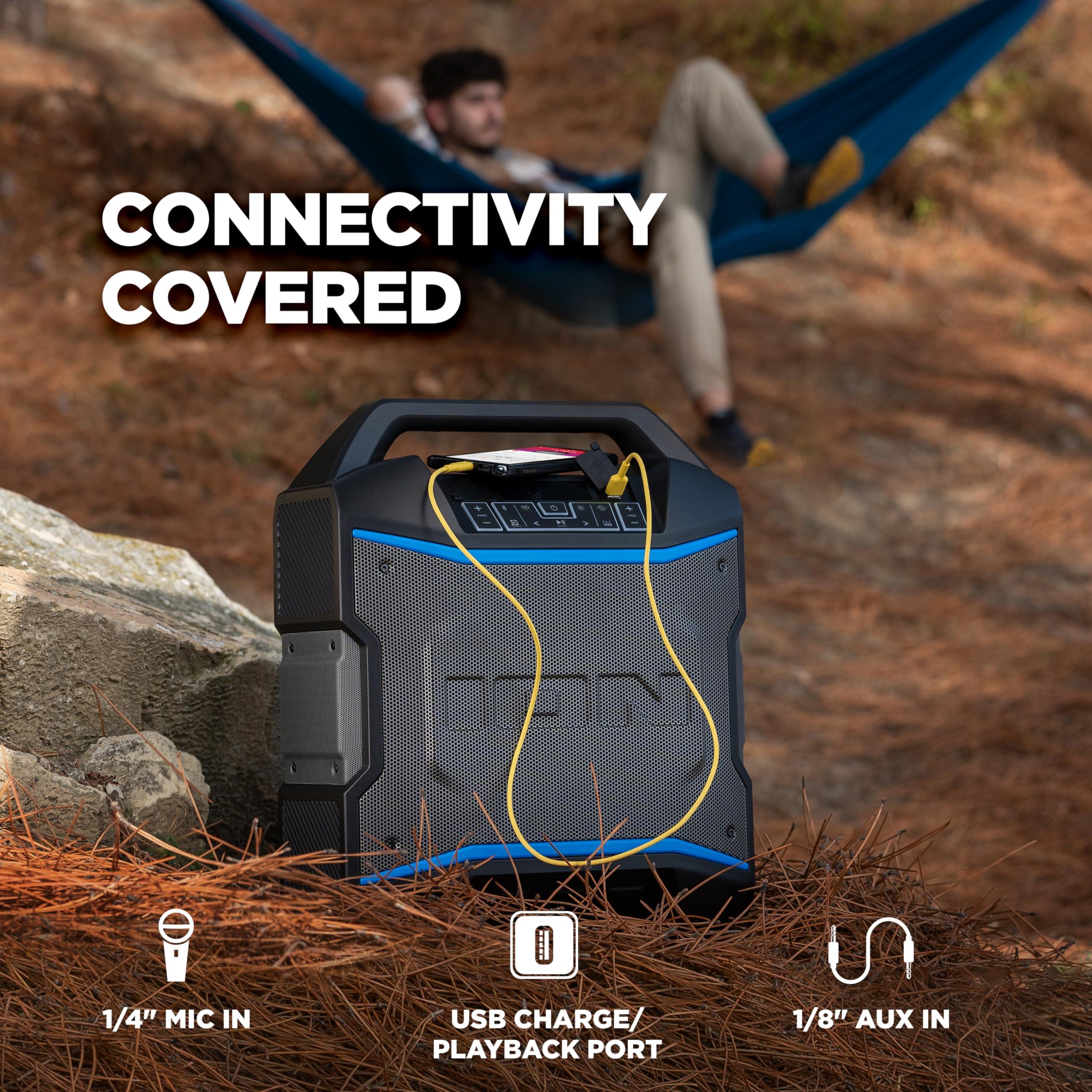 ION Block Rocker - Portable Bluetooth Outdoor Party Speaker with Karaoke Microphone, Battery, 4 Speakers, Radio, USB Port, App, Water-Resistant, 120W - Image 6