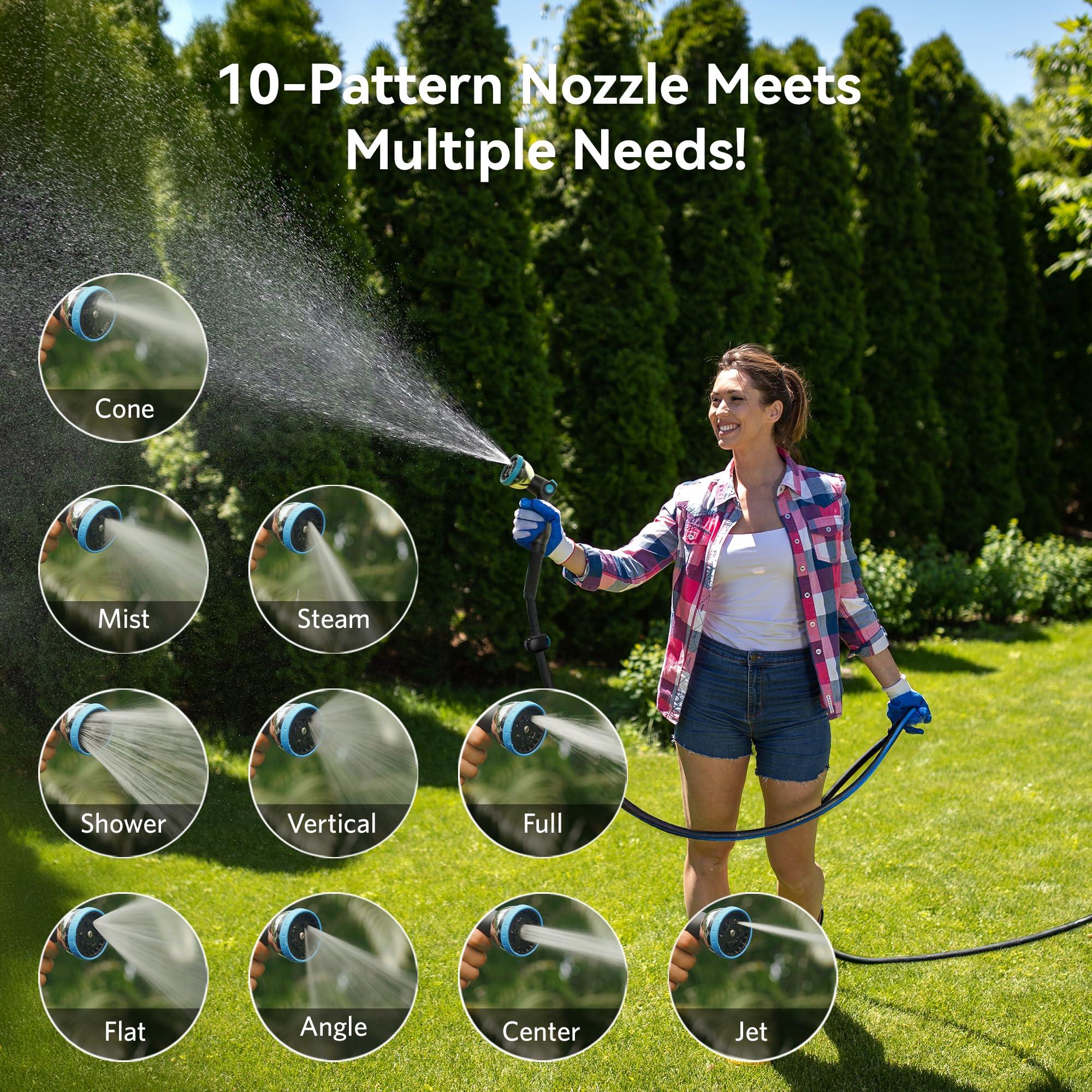 Relhost Retractable Garden Hose Reel 100 ft x 1/2 in, Heavy Duty Hose Reel Wall Mount with Any Length Lock, Auto Rewind System, 180° Swivel Bracket, 10-Pattern Garden Hose Nozzle, Dark Grey - Image 5
