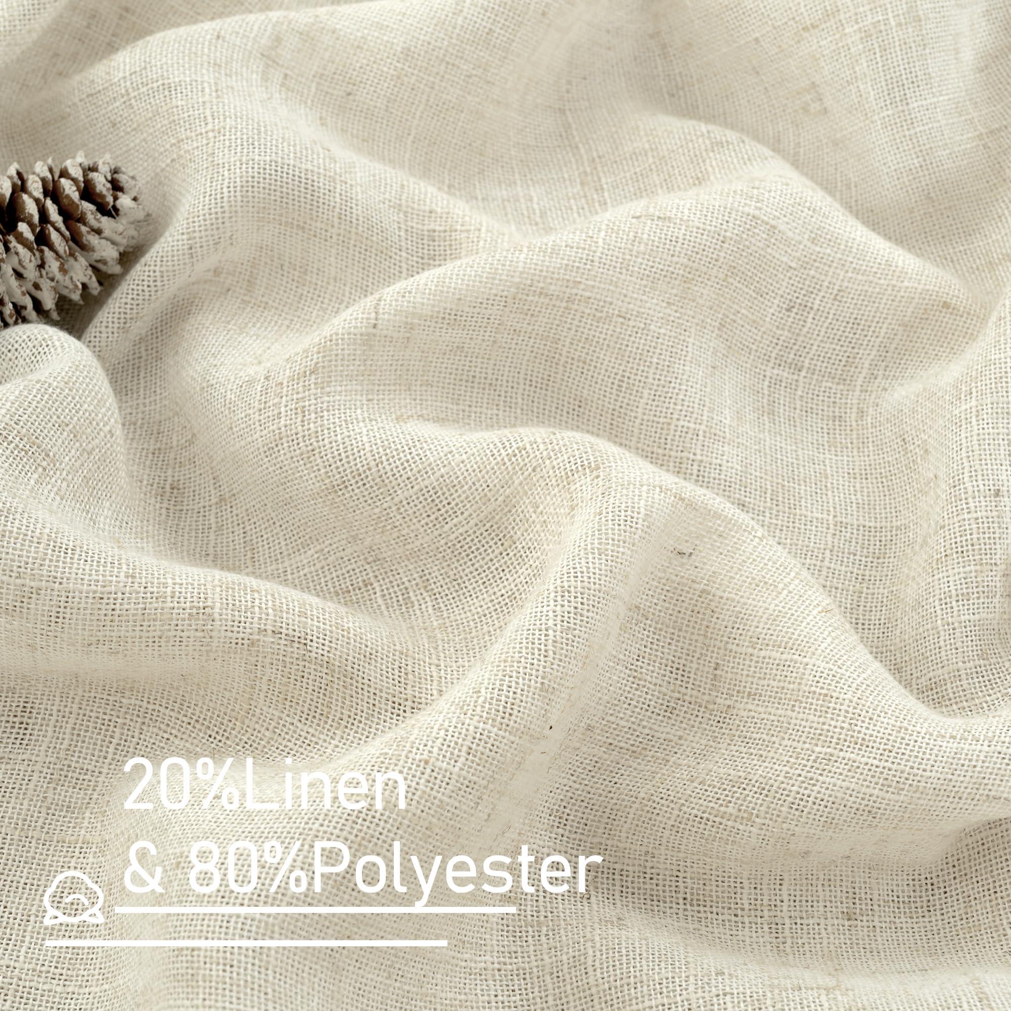 LAMIT Natural Ivory Semi Sheer Linen Curtains for Living Room, 84 inch Long Cream Light Filtering Soft Thick Neutral Drapes with Bronze Grommet for Bedroom/Farmhouse, 2 Panels, 52 x 84 Inch - Image 4