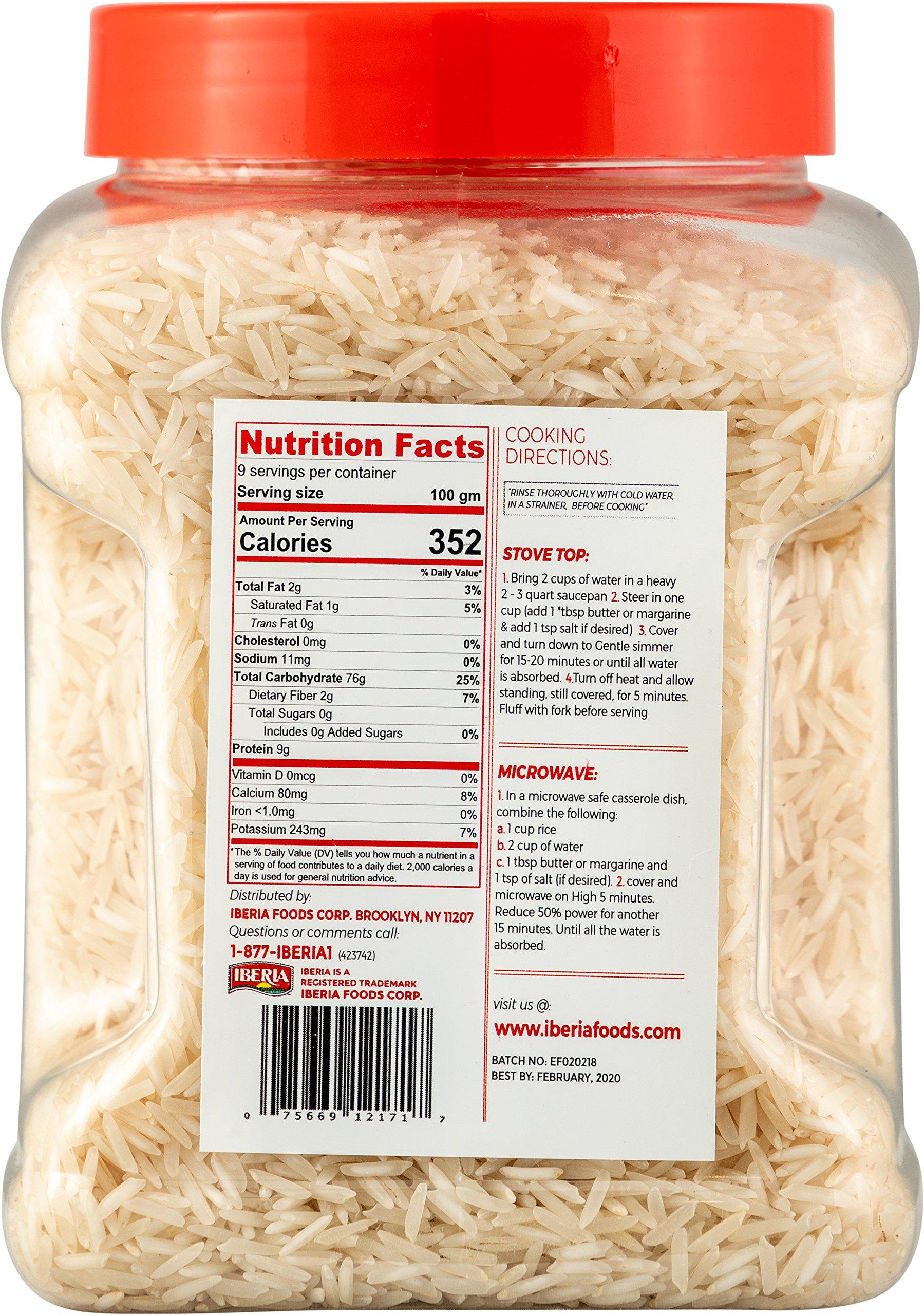 Iberia Basmati Rice Jar, 2 Pounds, Extra Long Grain, Naturally Aged Indian White Basmati Rice, Natural Basmati Rice in Food Grade Jar. - Image 2