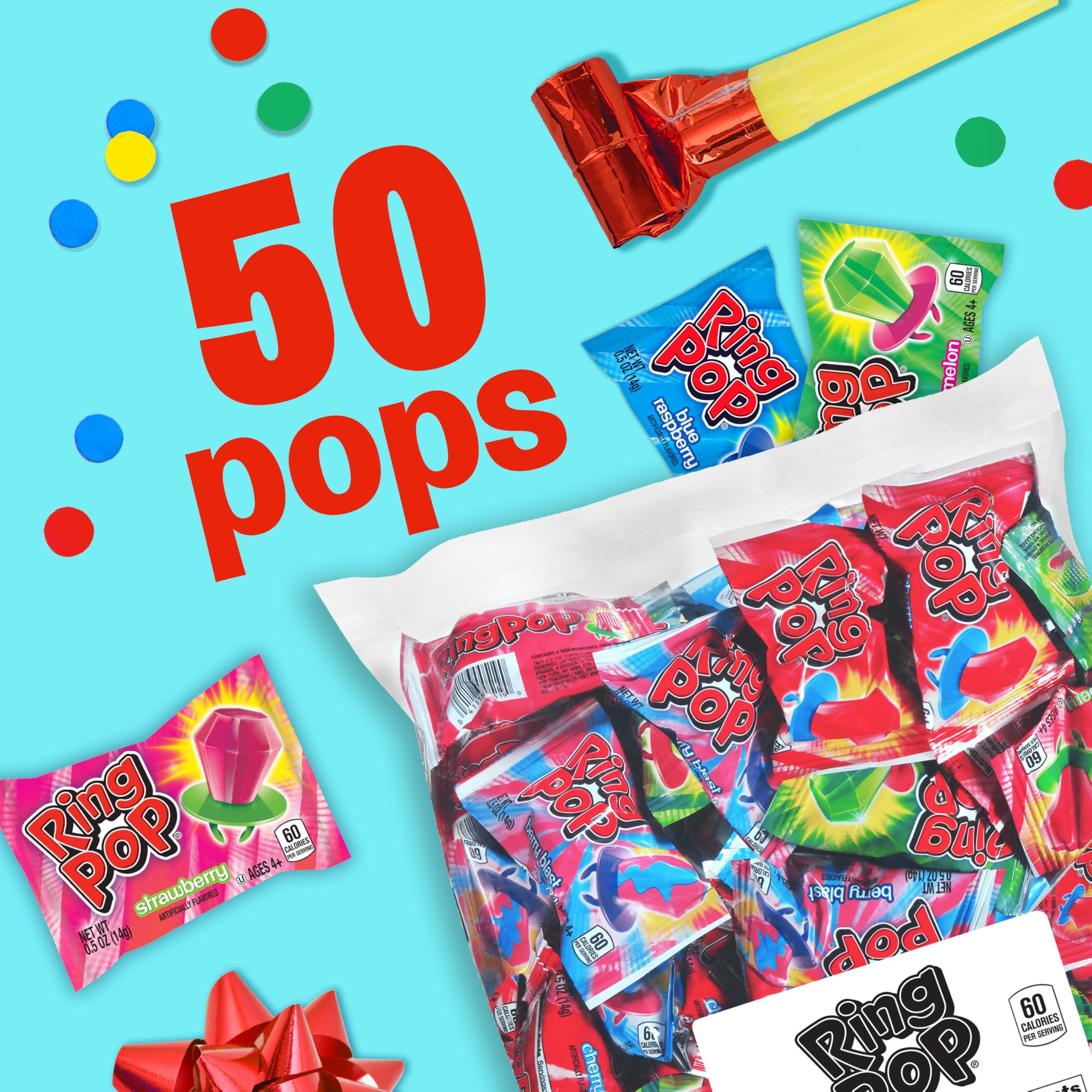 Ring Pop Lollipops - Bulk Candy Individually Wrapped Suckers Variety Party Pack- 50 Count w/ Assorted Flavors - Hard Candy for Party Favors, Kids & Goodie Bags - Image 3