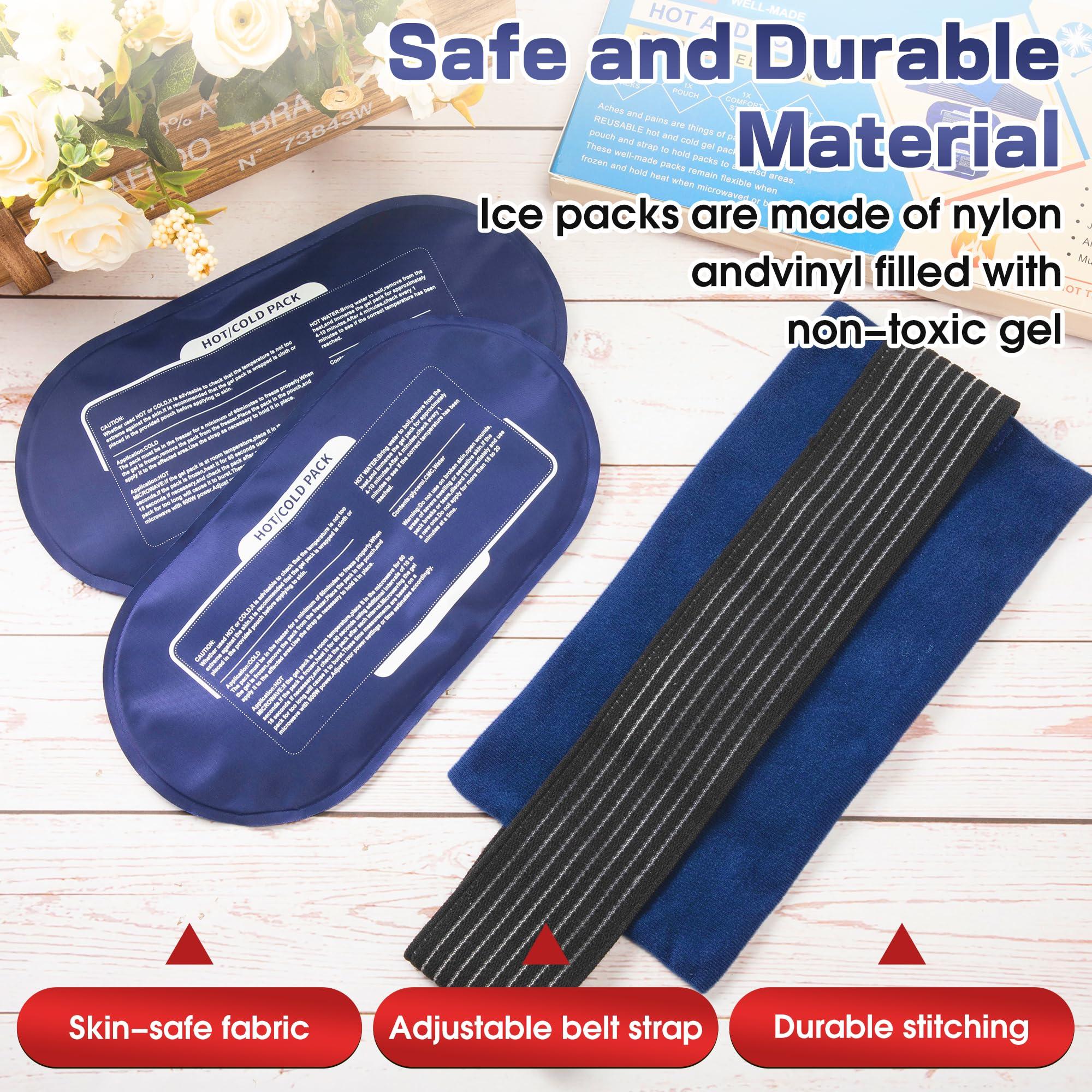 Ice Packs for Injuries Reusable, 4 Pack Hot and Cold Gel Packs and 2 Pack Adjustable Flexible Gel Wraps for Back Shoulders Arms Knees and Legs Injury Recovery, Alleviate Joint and Muscle Pain Relief - Image 7