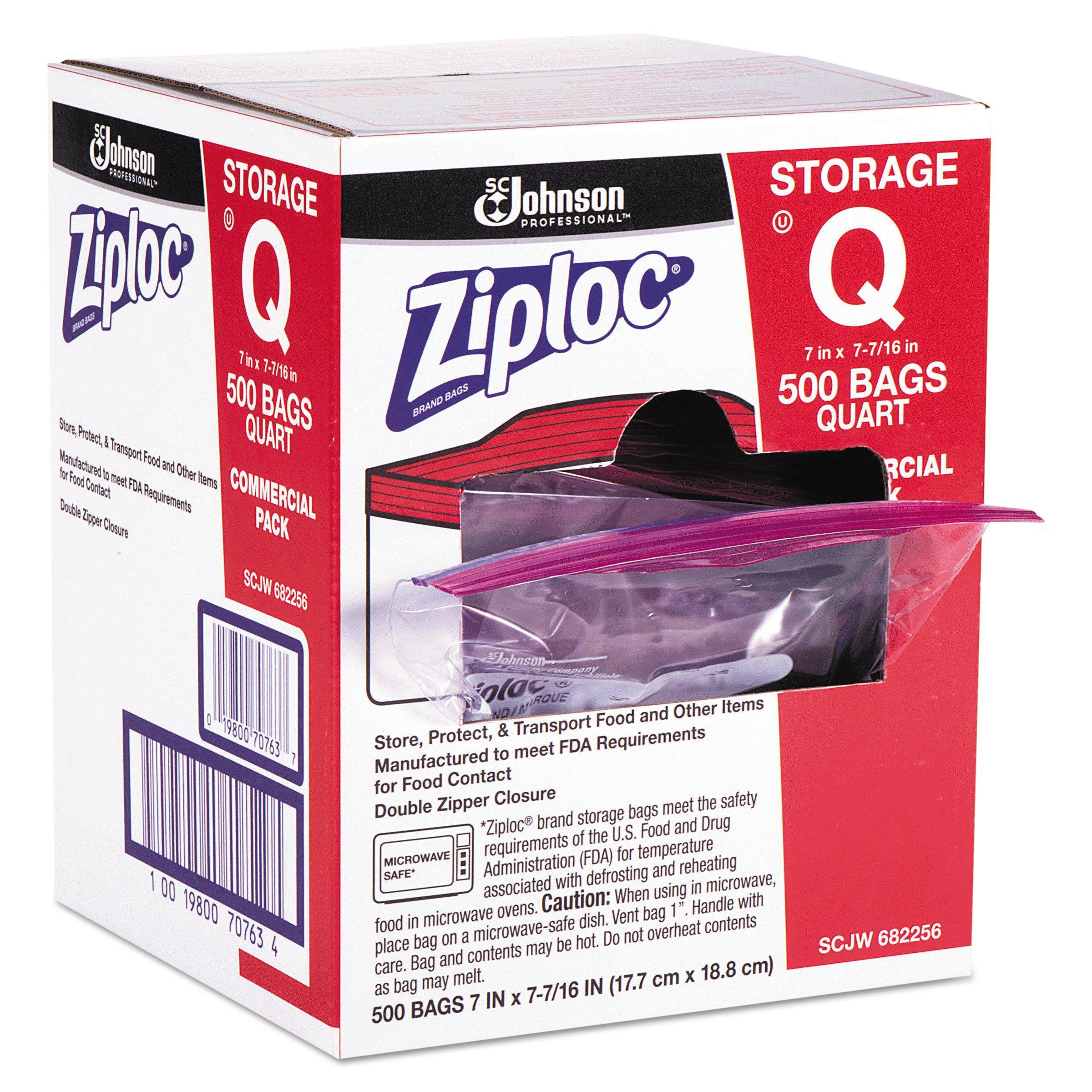Ziploc 94601 Double Zipper Storage Bags, Plastic, 1qt, Clear, Write-On ID Panel (Box of 500) - Image 2