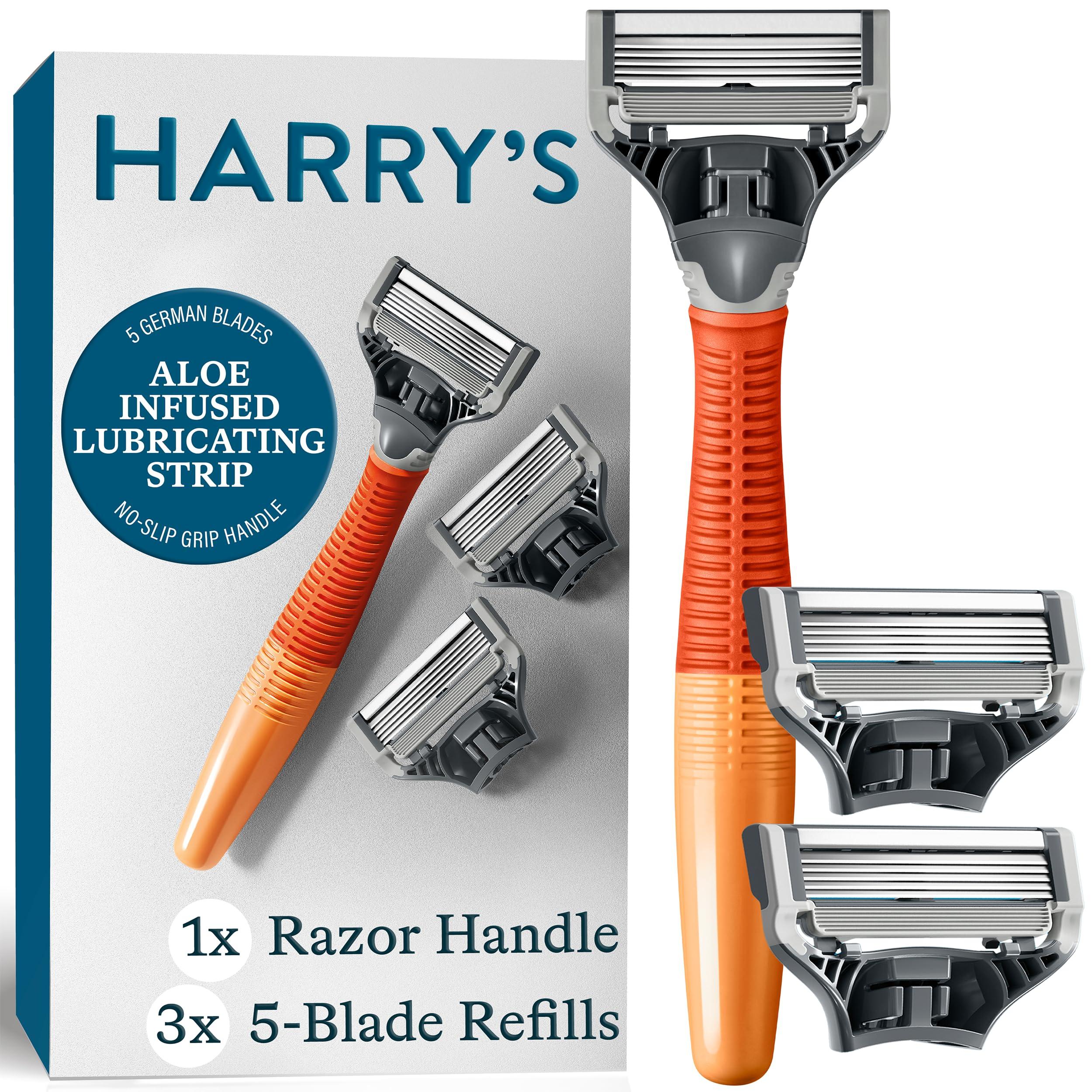 Harry's Shaving Kit for Men - Razor Handle and 3 Razor Blade Refill Cartridges - Ember