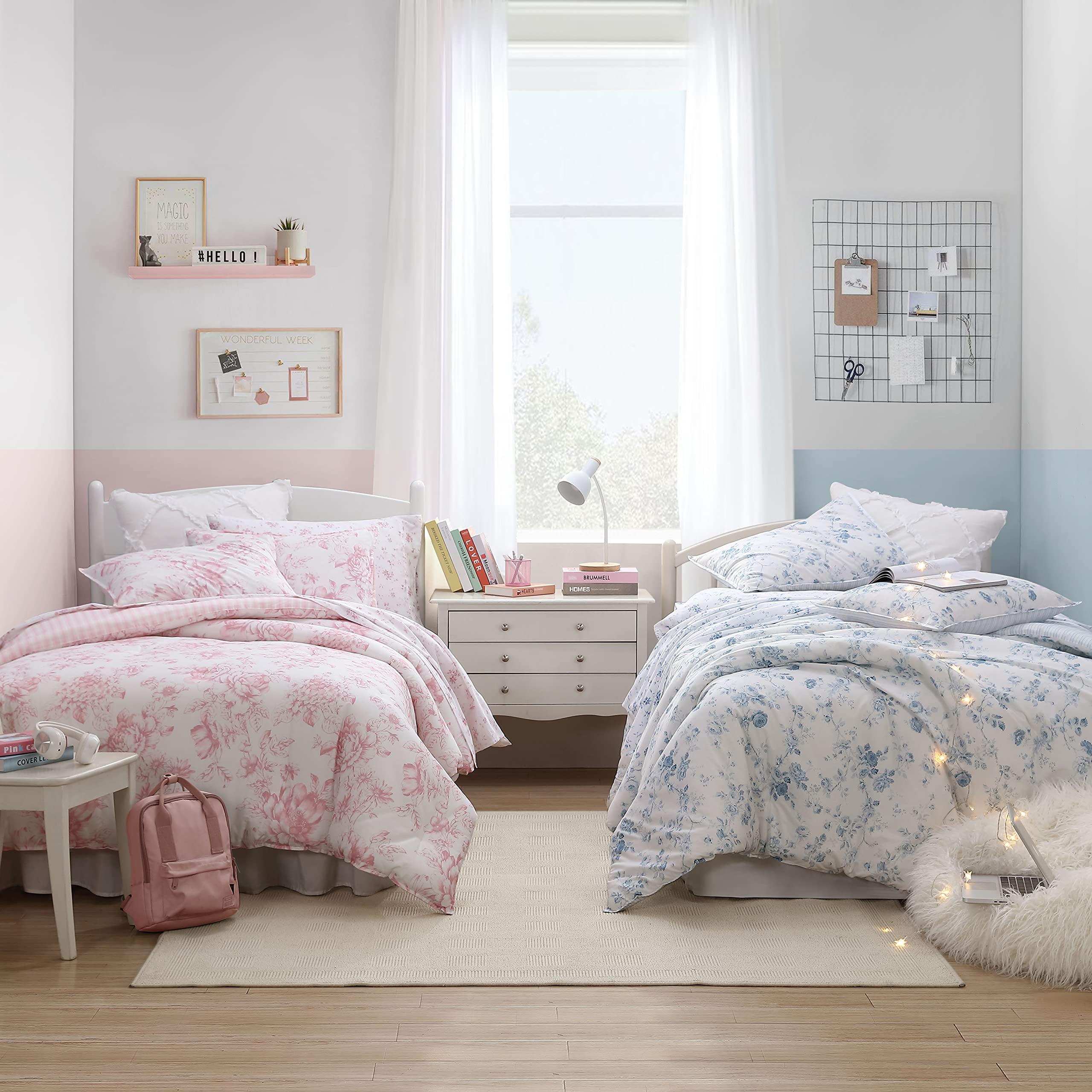 Laura Ashley- Queen Comforter Set, Reversible Cotton Bedding with Matching Sham(s), Dorm Essentials (Belinda Blue, Queen) - Image 6