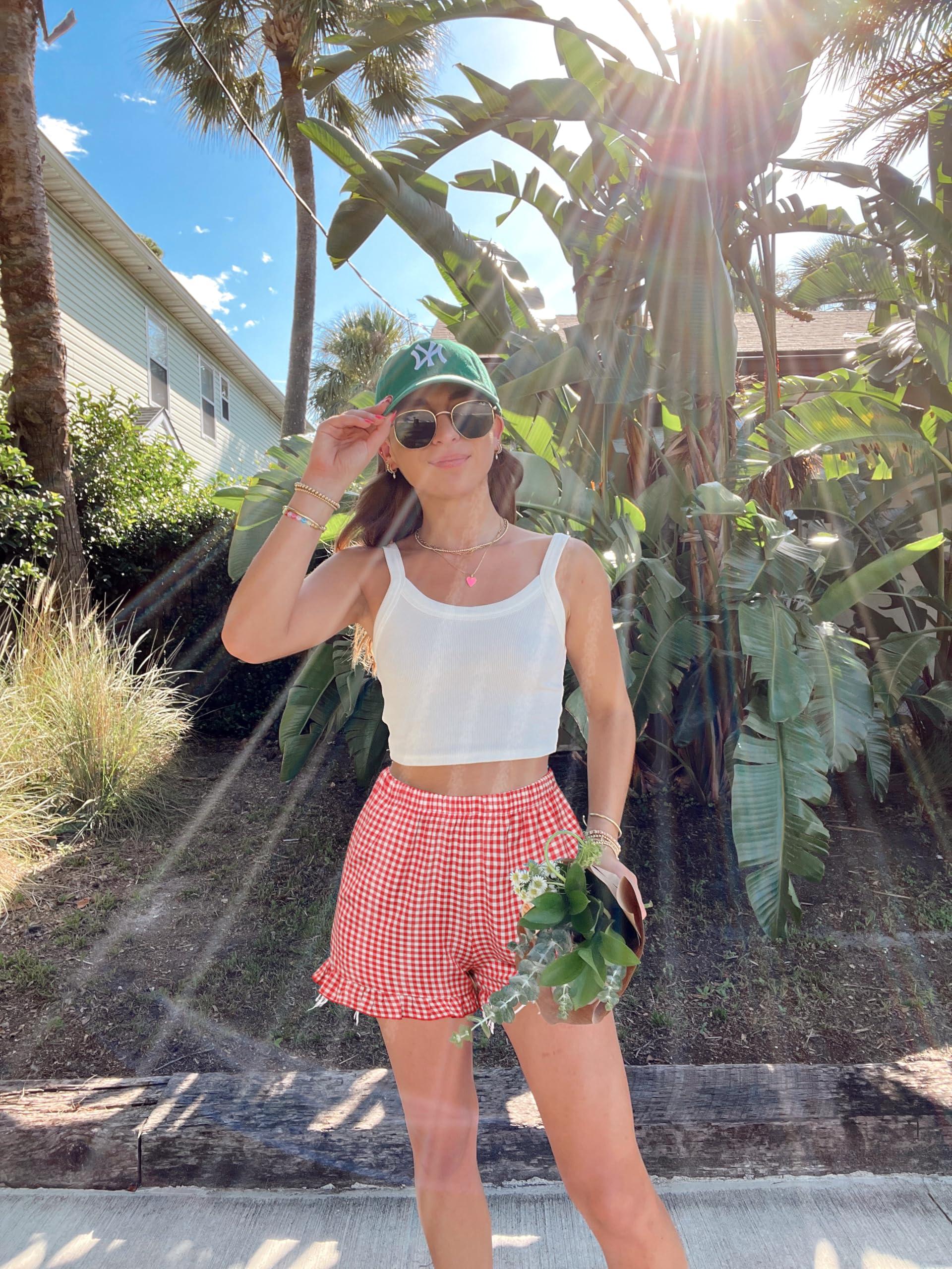Aoulaydo Boxer Shorts for Women Pajama Gingham Shorts Casual Lounge Sleep Plaid Y2K Beach Bottoms for 2025 Summer - Image 3