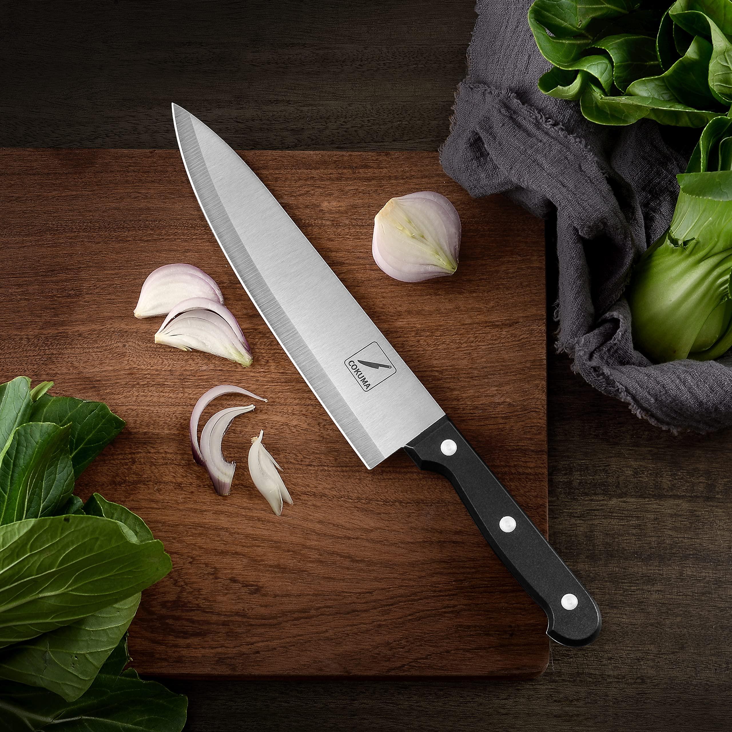 COKUMA Kitchen Knife, 3-Pcs Knife Set With Sheath, 8 Inch Chef Knife, 4.5 Inch Utility Knife, 4 Inch Paring Chef Knife, Stainless Steel, Black - Image 8