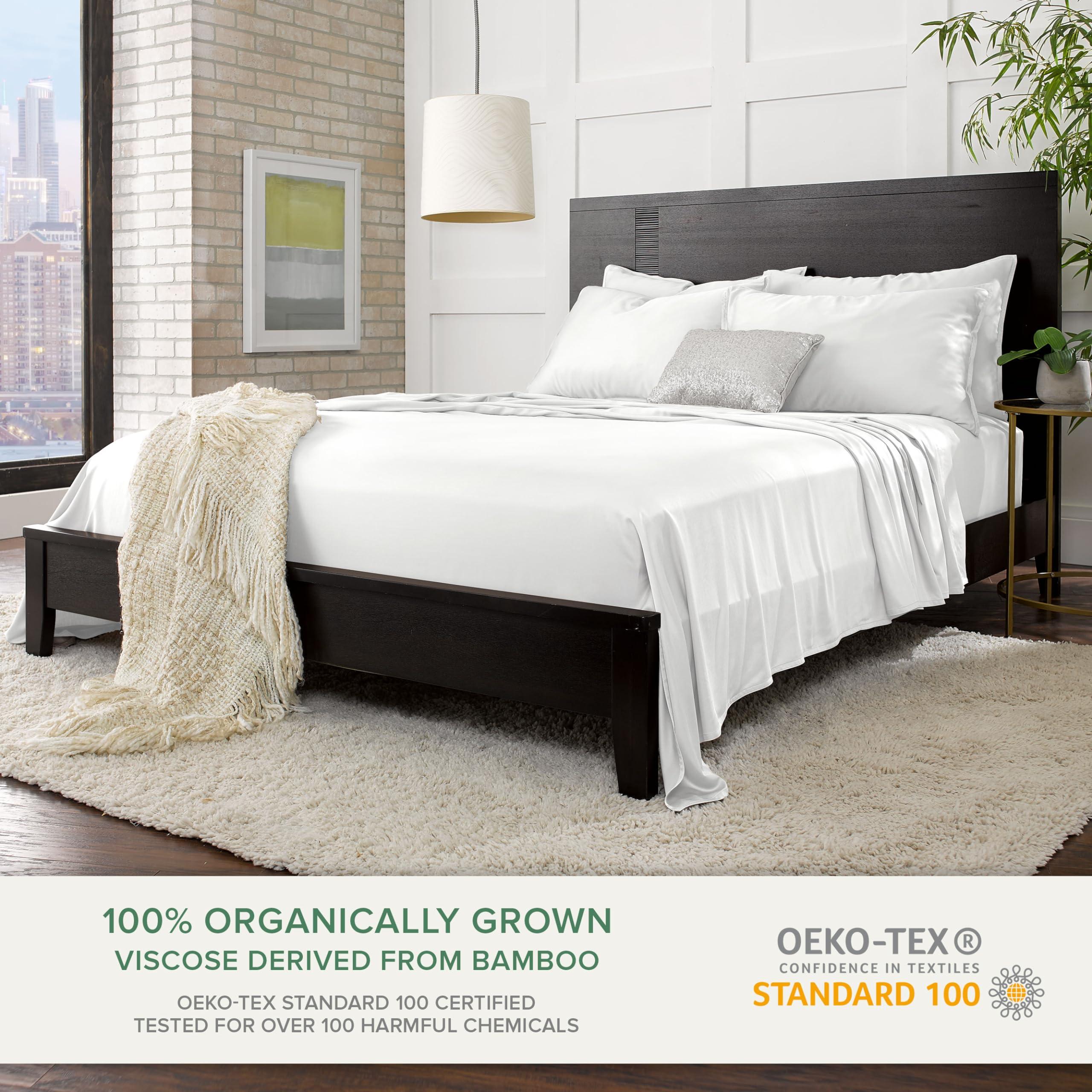 King Sheets by Pure Bamboo, Genuine 100% Organic Viscose Derived from Bamboo Bed Sheet Set, Luxuriously Soft & Cooling, Double Stitching, Lifetime Quality Promise (King, White) - Image 3
