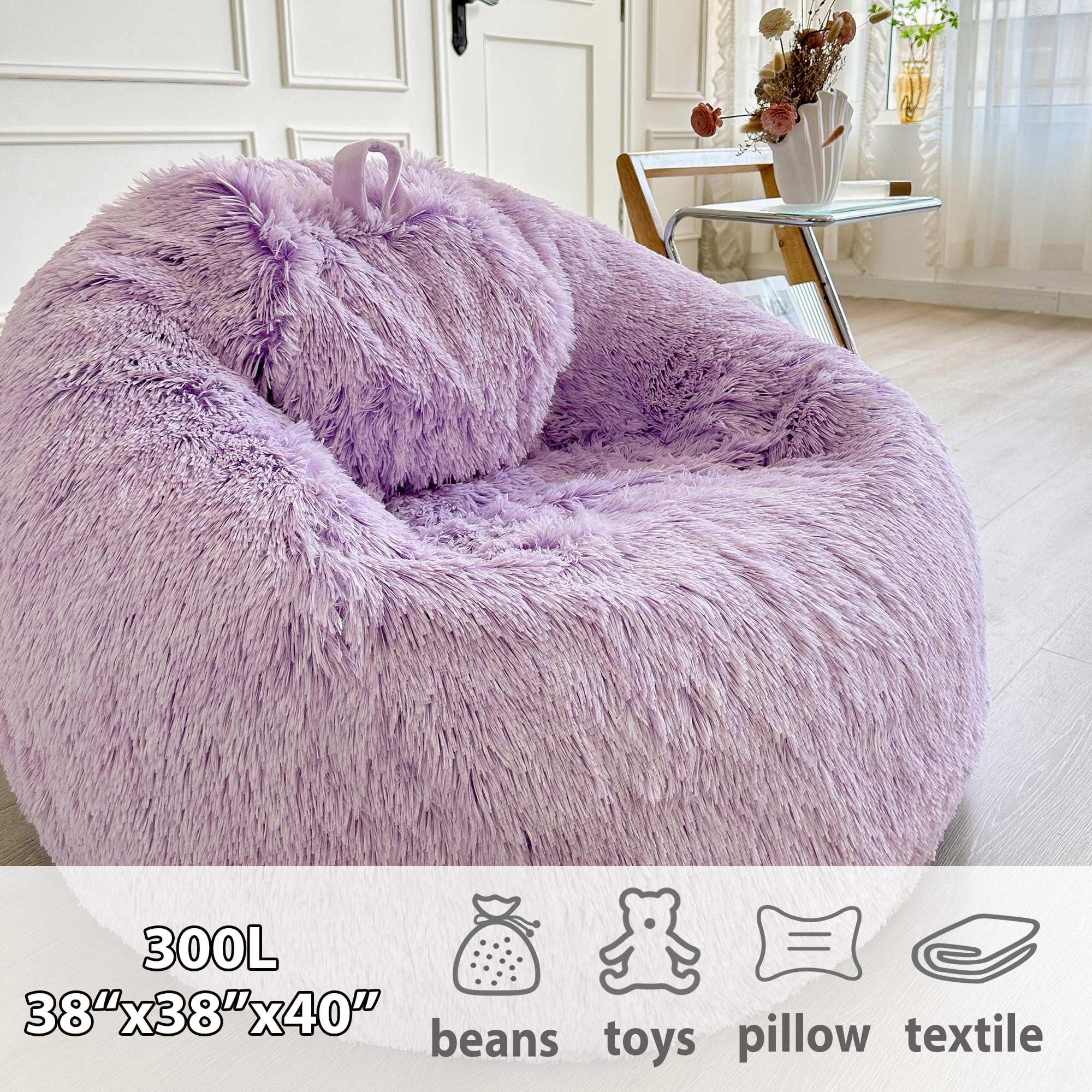 LIFEREVO Fluffy Faux Fur Bean Bag Chair Cover (No Filler), Ultra-Soft Light Purple Stuffed Animal Storage Bean Bag Cover, Anti-Slip Fuzzy Gaming Bean Bag Cover for for Kids Adults (Ombre Lavender) - Image 4