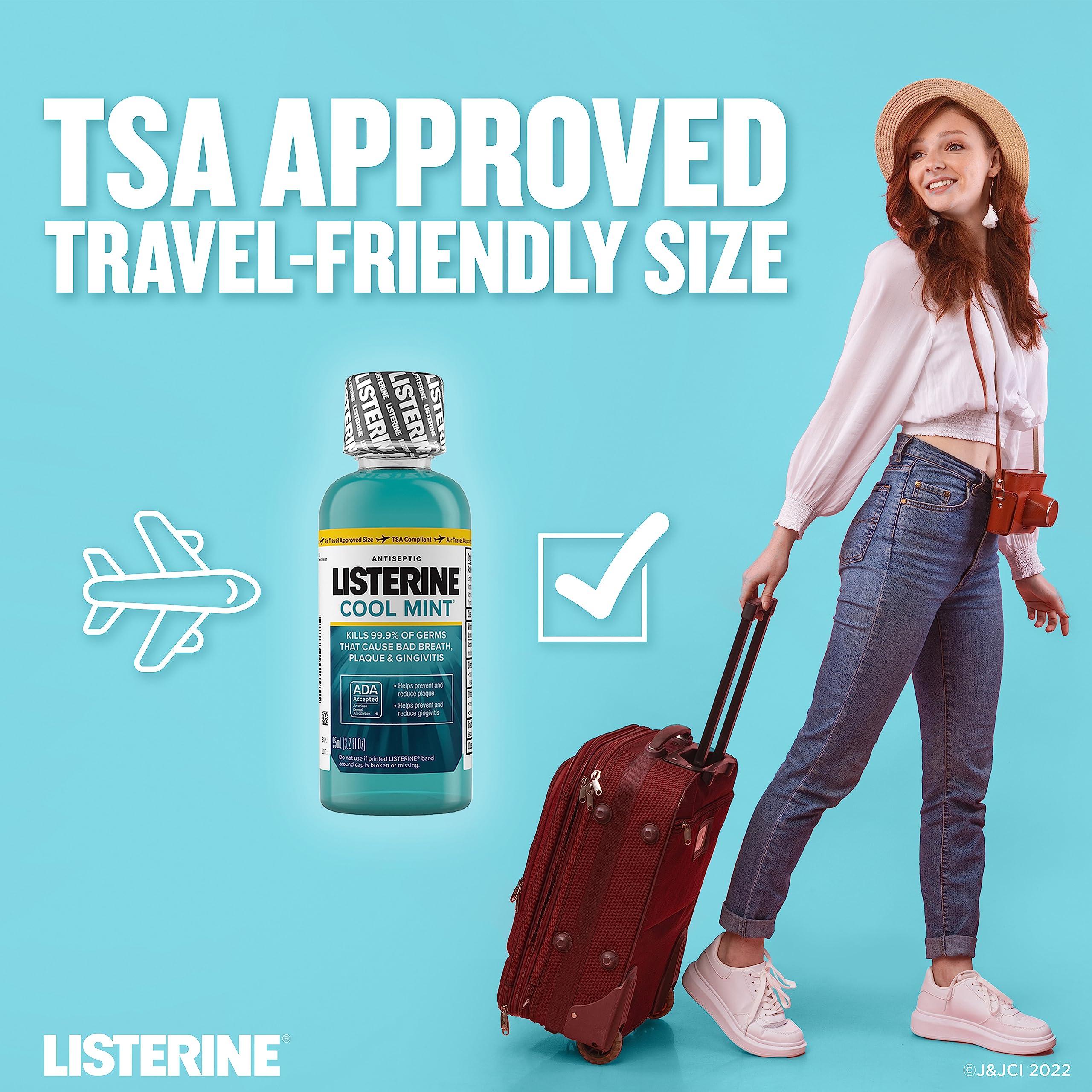 Listerine Cool Mint Antiseptic Mouthwash for Bad Breath, Plaque and Gingivitis, Travel Size, 3.2 Fl Oz ,Pack of 12 - Image 4