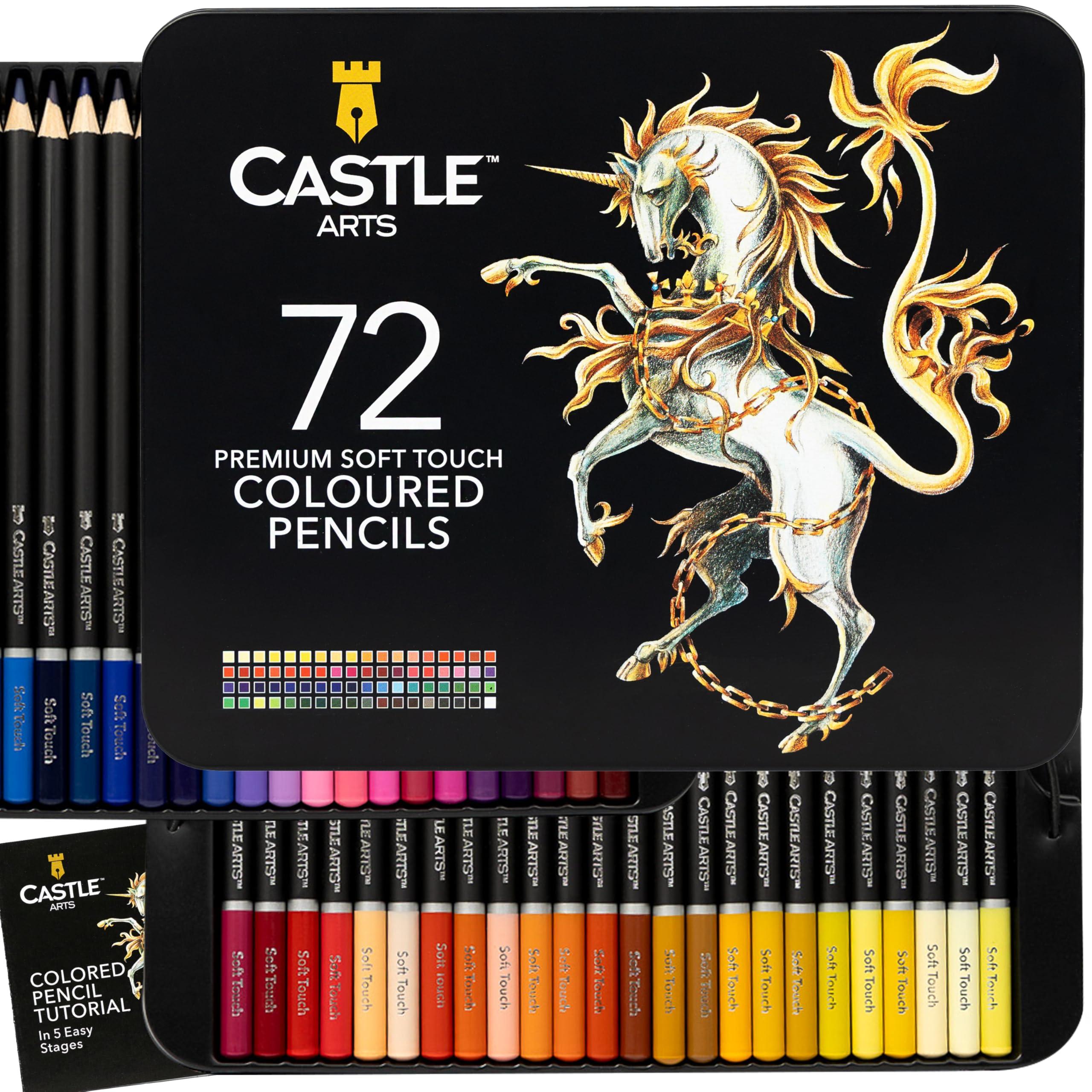 Castle Art Supplies 72 Colored Pencils Set | Quality Soft Core Colored Leads for Adult Artists, Professionals and Colorists | Protected and Organized in Presentation Tin Box - Image 1