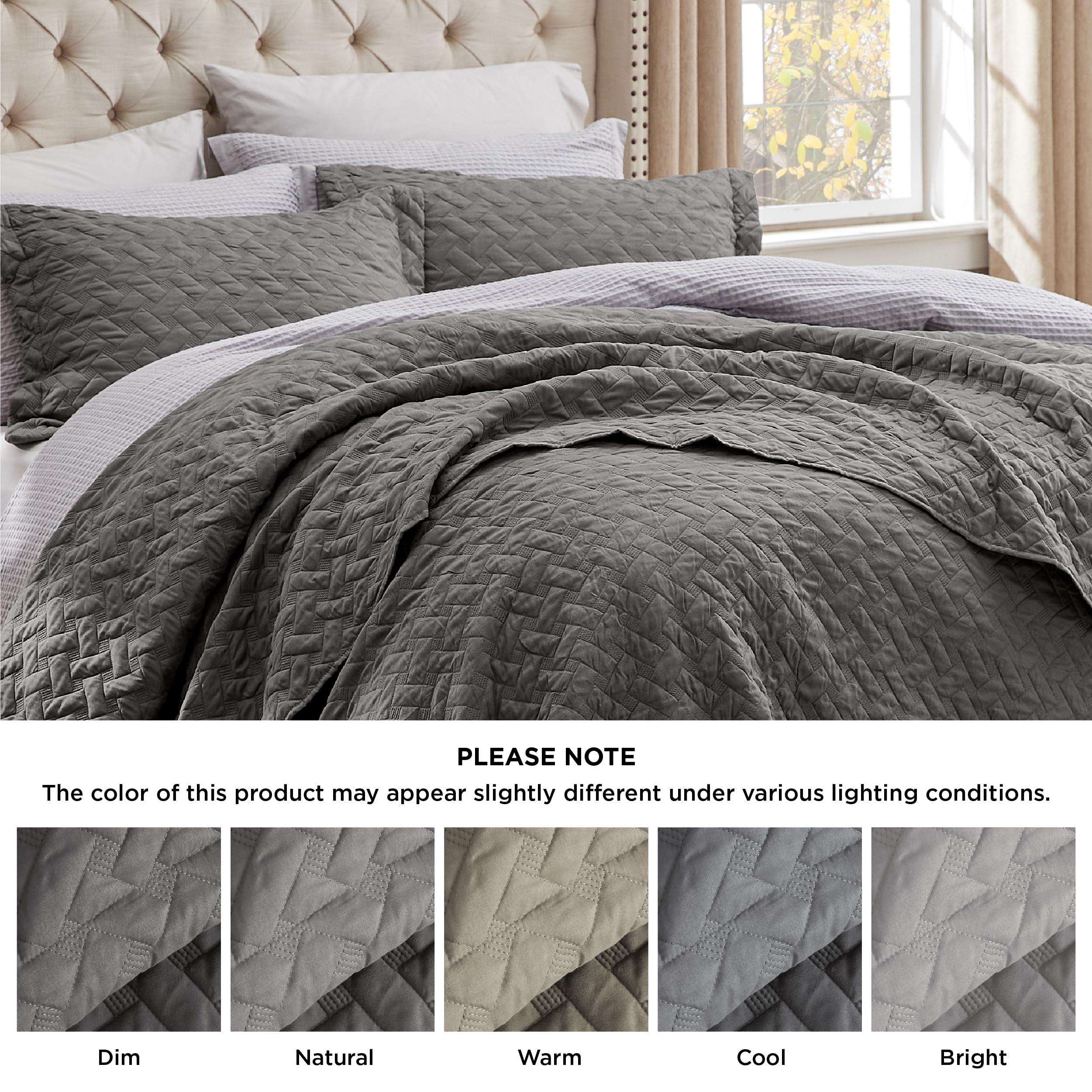 Bedsure Quilts Queen Size - Grey Bedspreads Queen Size with Basket Weave Pattern, Soft Quilt Bedding, Lightweight Comforter Coverlet for All Seasons (90" x 96") - Image 8