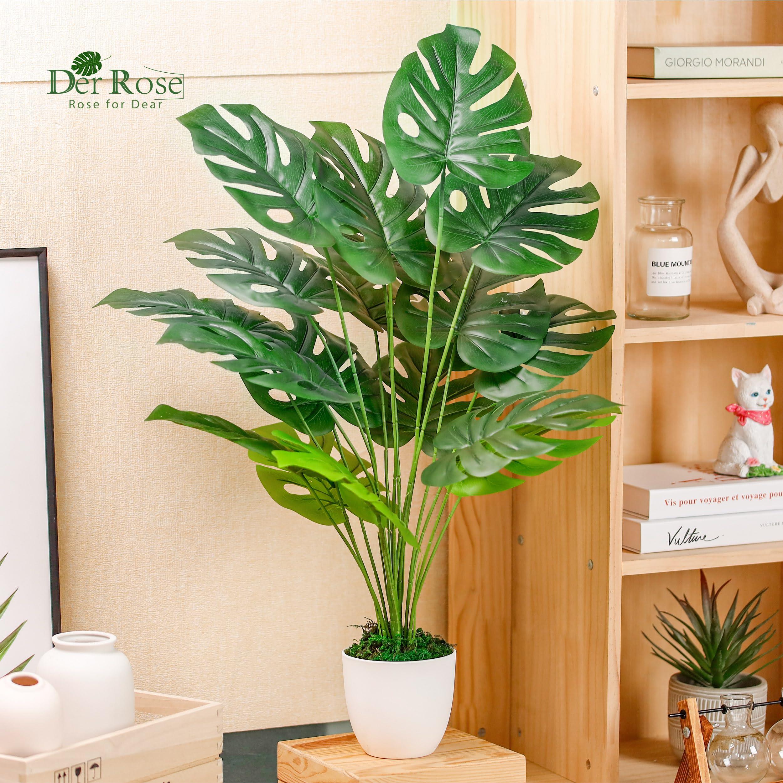 Der Rose 28" Fake Plants Large Artificial Monstera Faux Potted Plants Indoor Tall Tree for Living Room Decor - Image 5