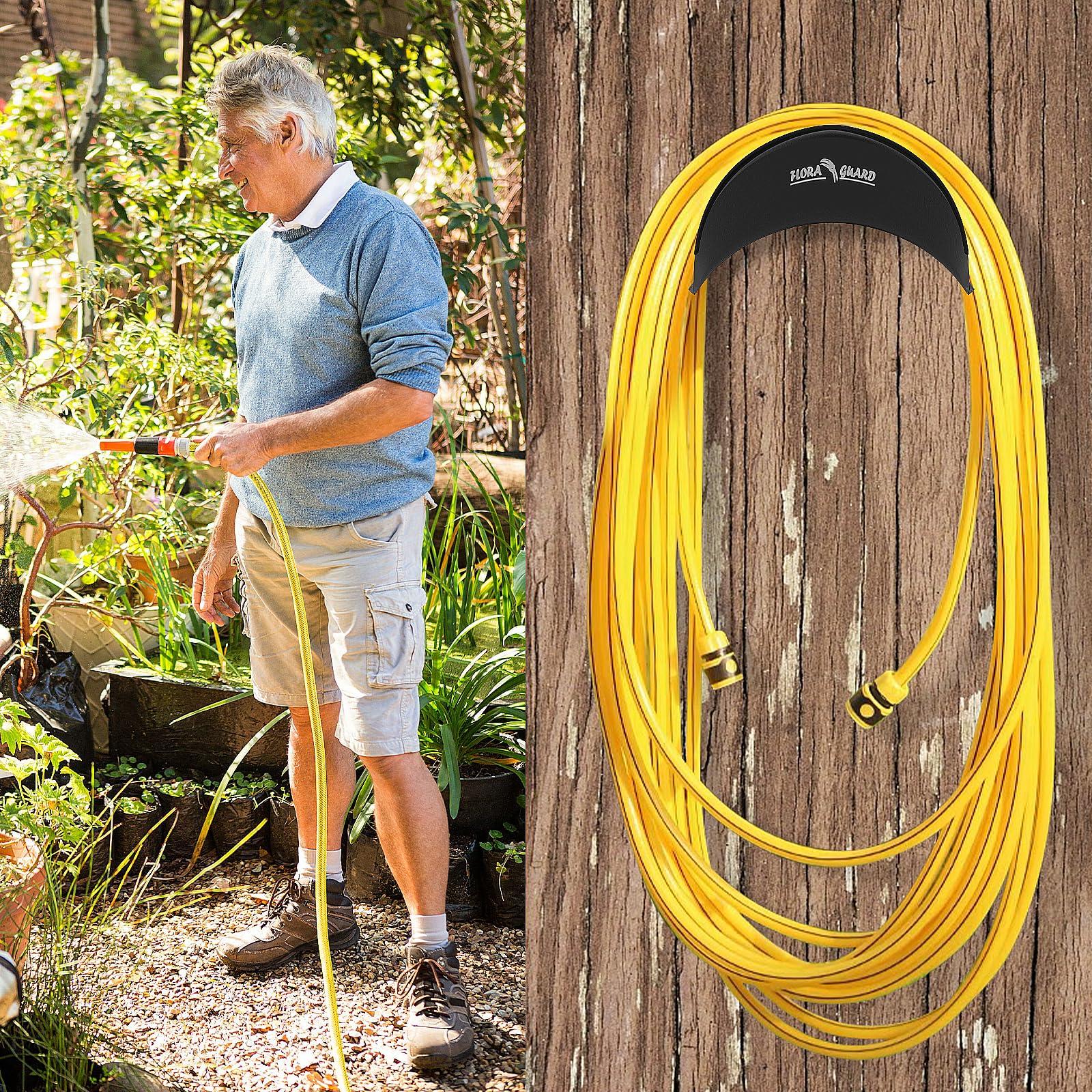 FLORA GUARD Garden Hose Holder, Heavy-Duty Metal Hose Hanger, Holds Up to 125 ft, Garden Hose Wall Mount for Outdoor Patio, Rust and Slip Resistant (Black) - Image 6