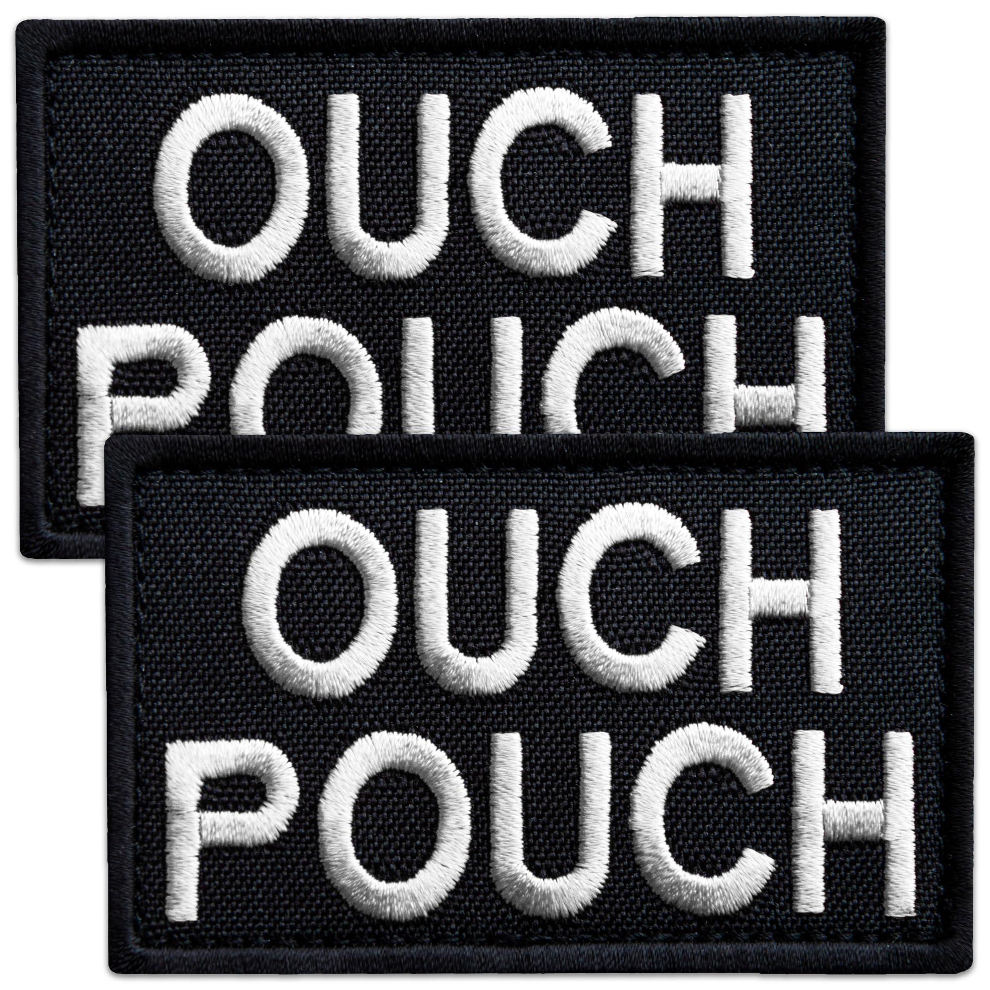 Bluyellow 2Pcs Ouch Pouch Patch, Embroidered Hook and Loop Medical EMS First Aid Patch for Backpack, Tactical Vest, Ifak Pouch, First Aid Kit Bag, Dog Vest, MOLLE, Black, 2x3 Inches