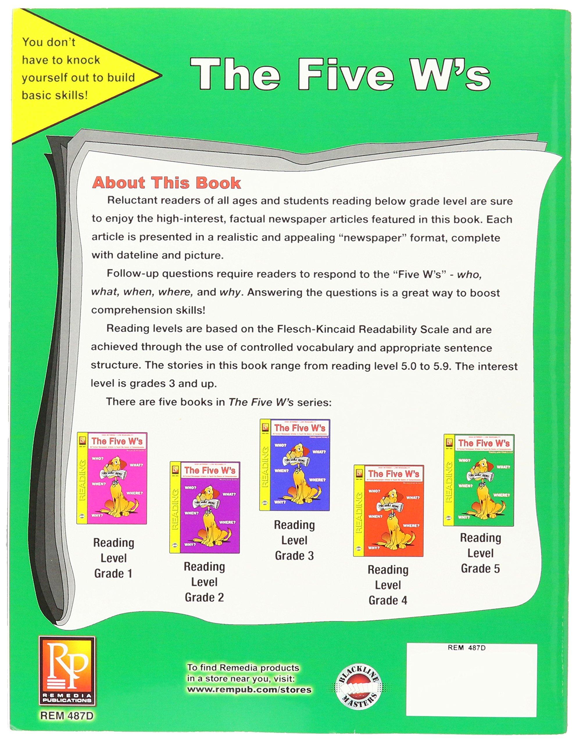 Remedia Publications REM487D Reading Level 5 "The Five W’s Book", 8.5" Wide, 11" Length, 0.1" Height - Image 2