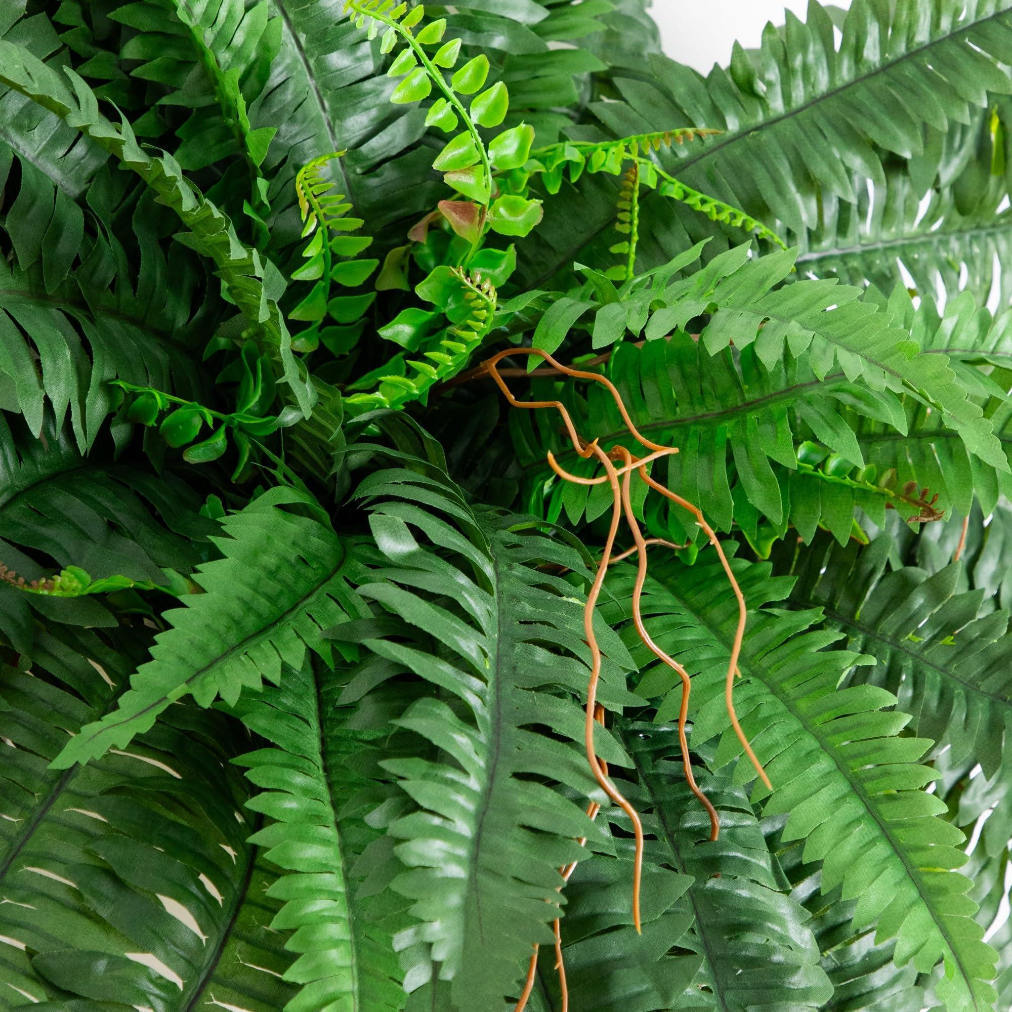 Nearly Natural 40IN Artificial Boston Fern Large Hanging Plant, Set of 2 Artificial Ferns that Look Real for Home Décor - Image 2