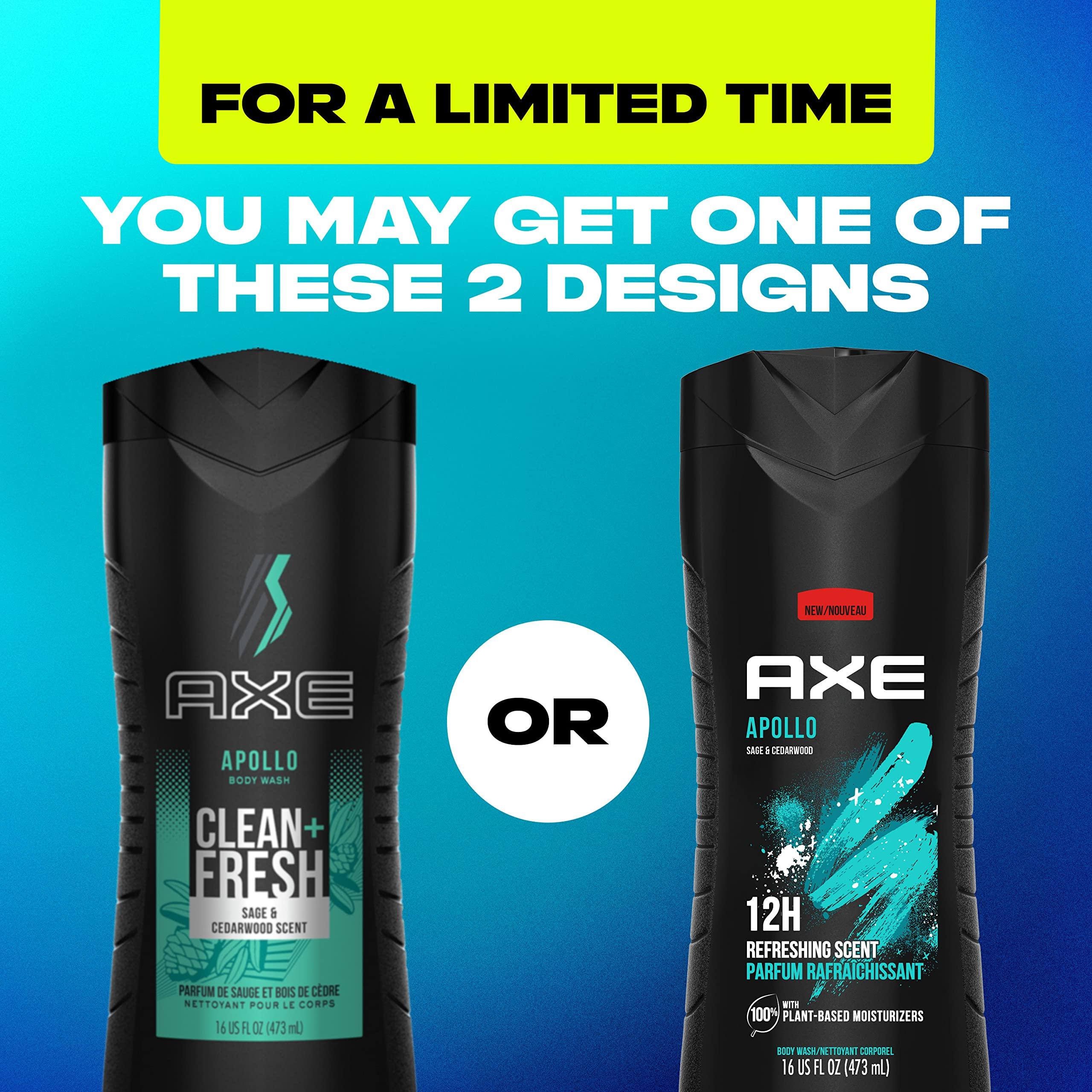 AXE Body Wash Apollo 4 Count for Long Lasting Freshness Sage & Cedarwood Men's Body Wash with Odor-Busting Prebiotics 16 oz - Image 3