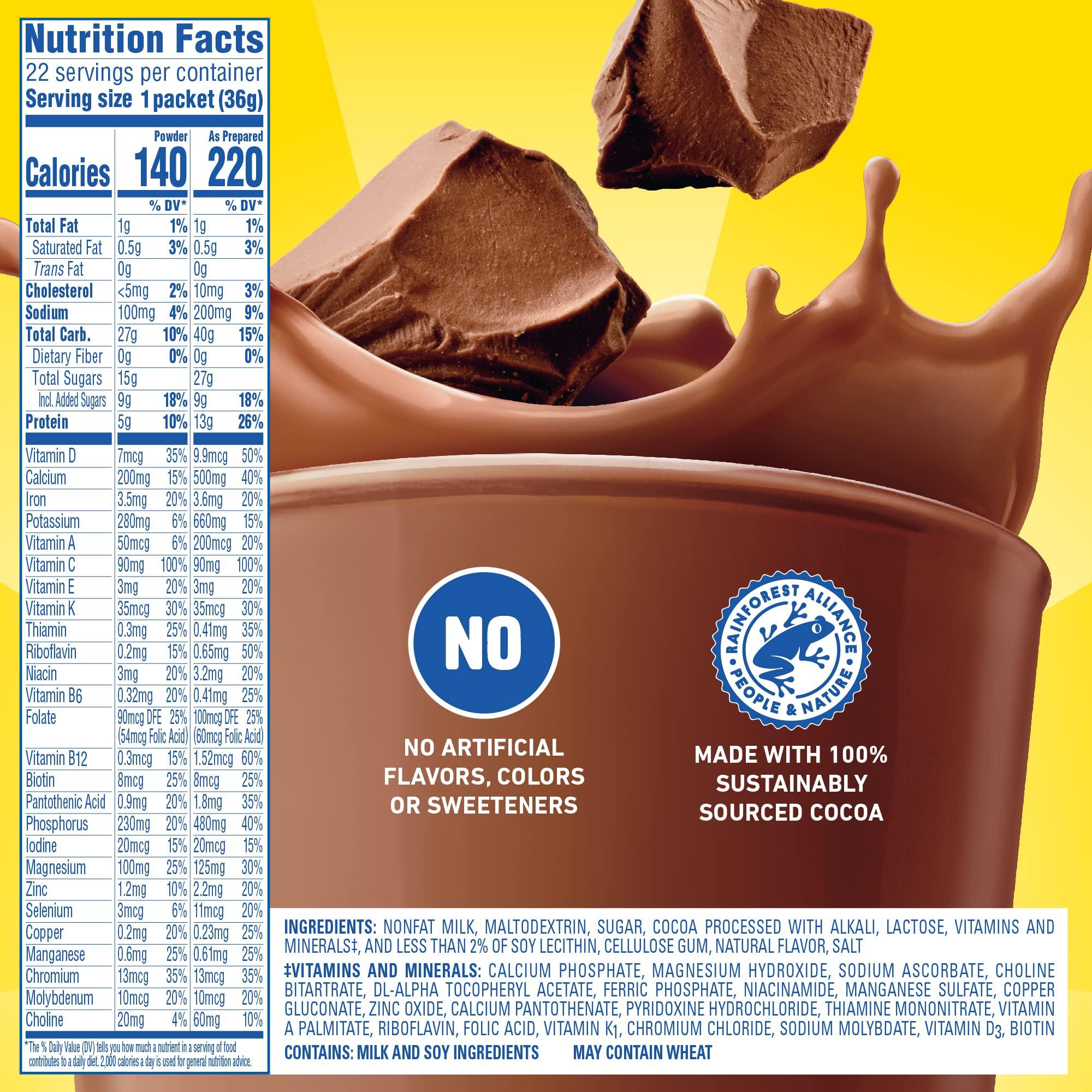 Carnation Breakfast Essentials Powder Drink Mix, Rich Milk Chocolate, 22 Count Box of 1.26 Ounce Packets - Image 6