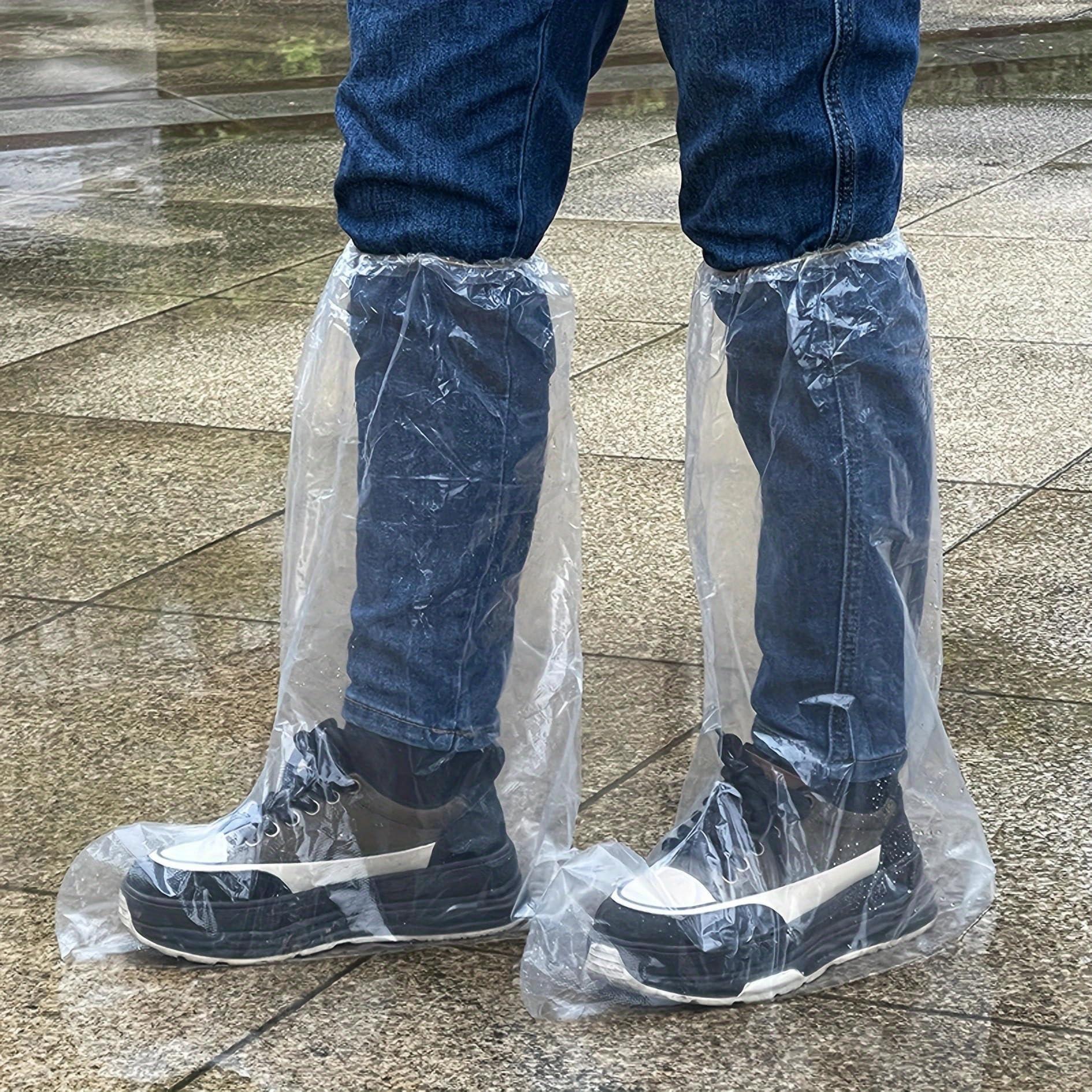 Fancystyle Disposable Plastic Boot and Shoe Covers 19 inch Tall Extra Large Resistant Water/Skid Resistant, Clear(80) - Image 2