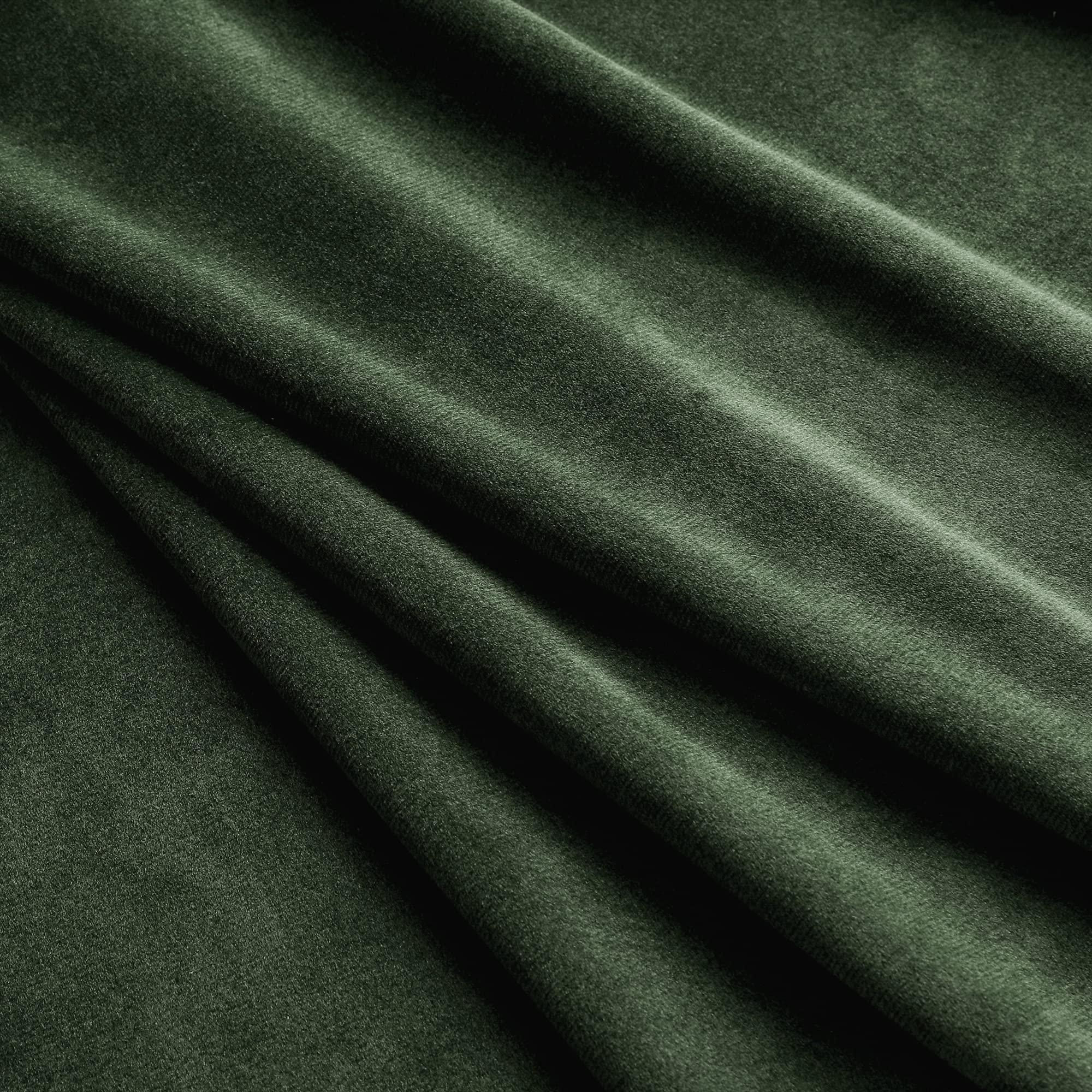 Benedeco Green Velvet Curtains for Bedroom Window, Super Soft Luxury Drapes, Room Darkening Thermal Insulated Rod Pocket Curtain for Living Room, W52 by L84 inches, 2 Panels - Image 8