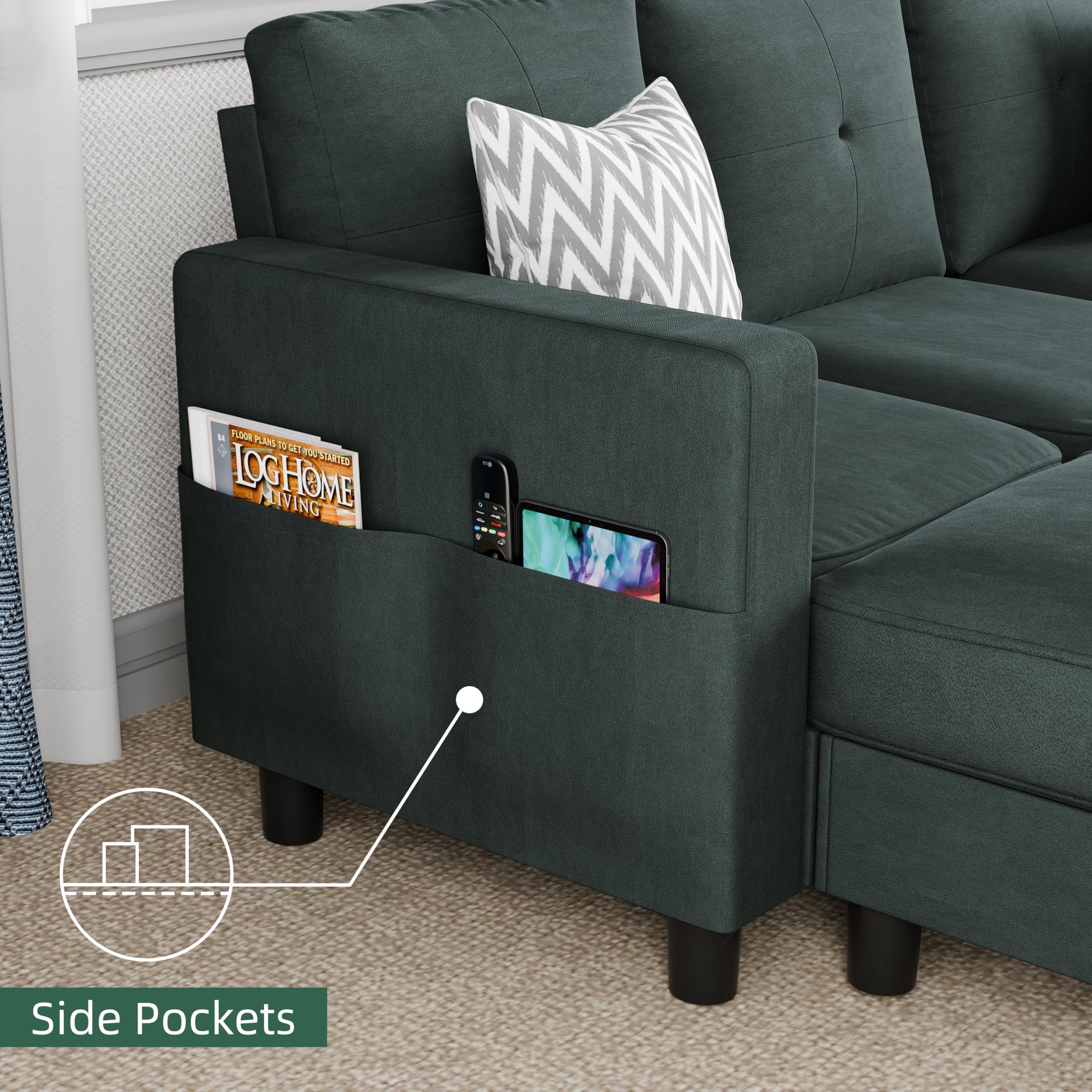 JAMFLY Sectional Sofas Couches for Living Room, L Shaped Couch with Storage Sofa Set, Small Couches for Small Spaces with Movable Ottoman, Dark Grey - Image 3