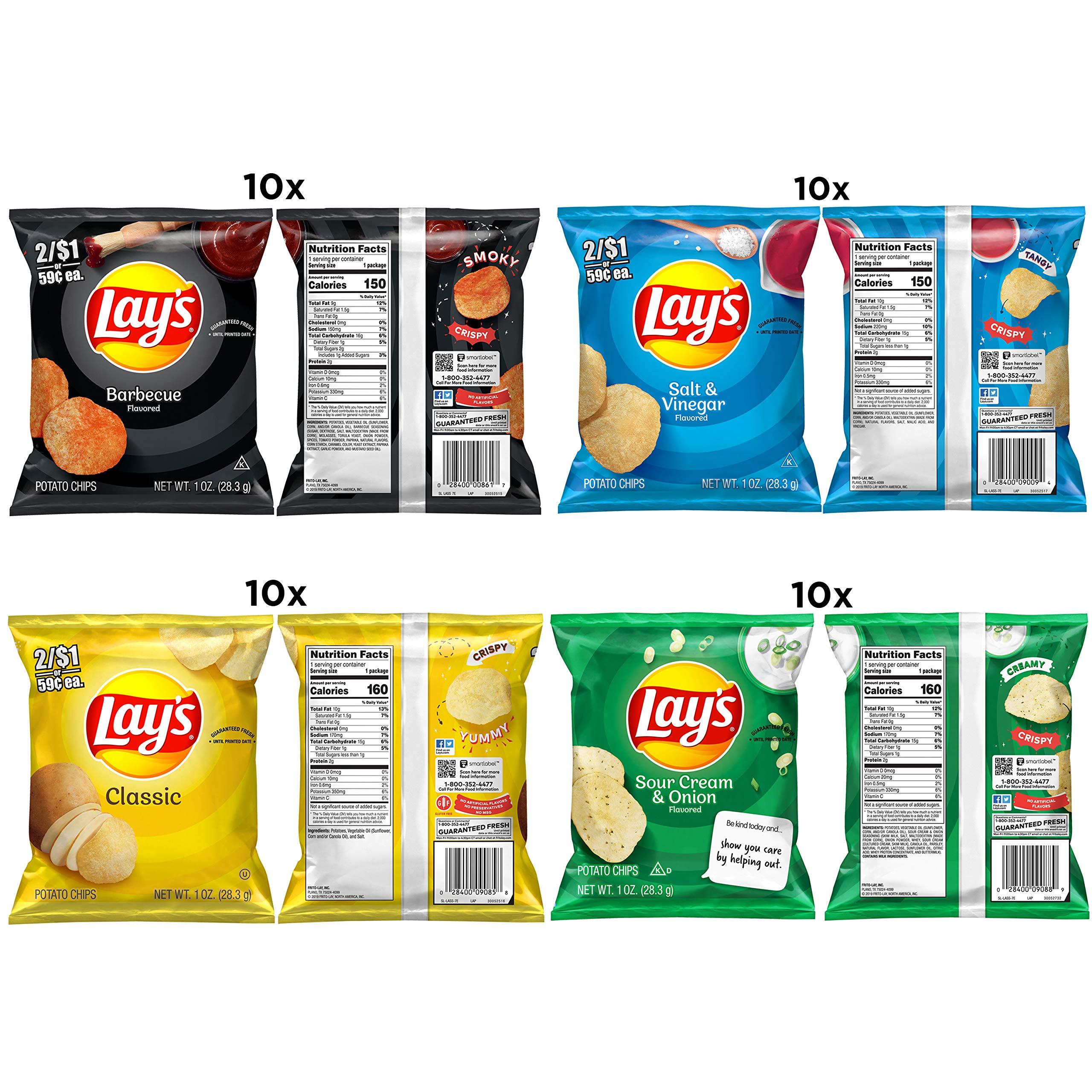 Lay's Potato Chips, 4 Flavor Variety Pack, 1 oz Single Serve Bags, (40 Pack) - Image 3
