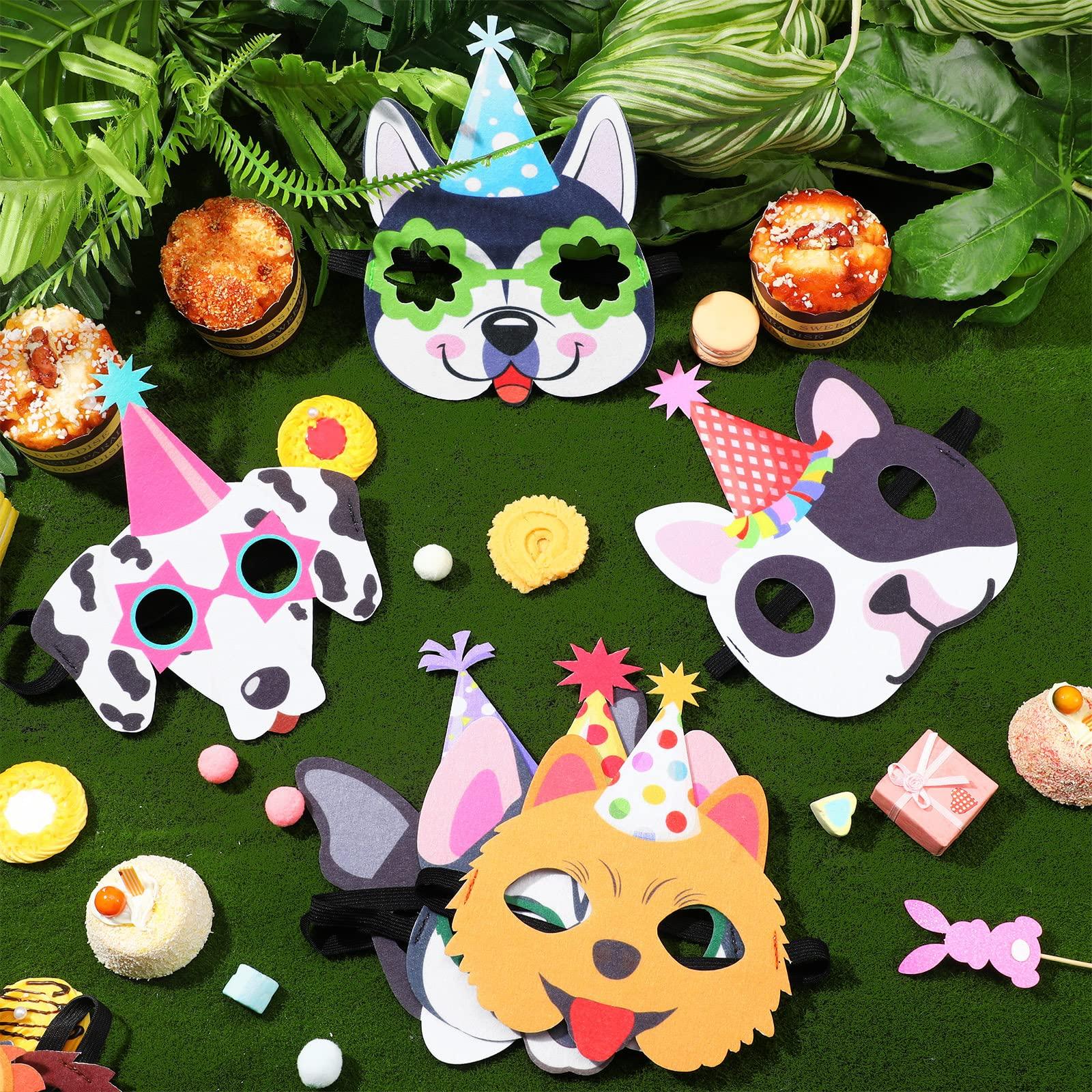 SEEWEY 24 Pcs Dog Puppy Party Favor Masks for Kids Puppy Themed Birthday Party Decoration Funny Soft Felt Dog Masks Pet Birthday Animal Costume Cosplay Supplies, 12 Styles - Image 2