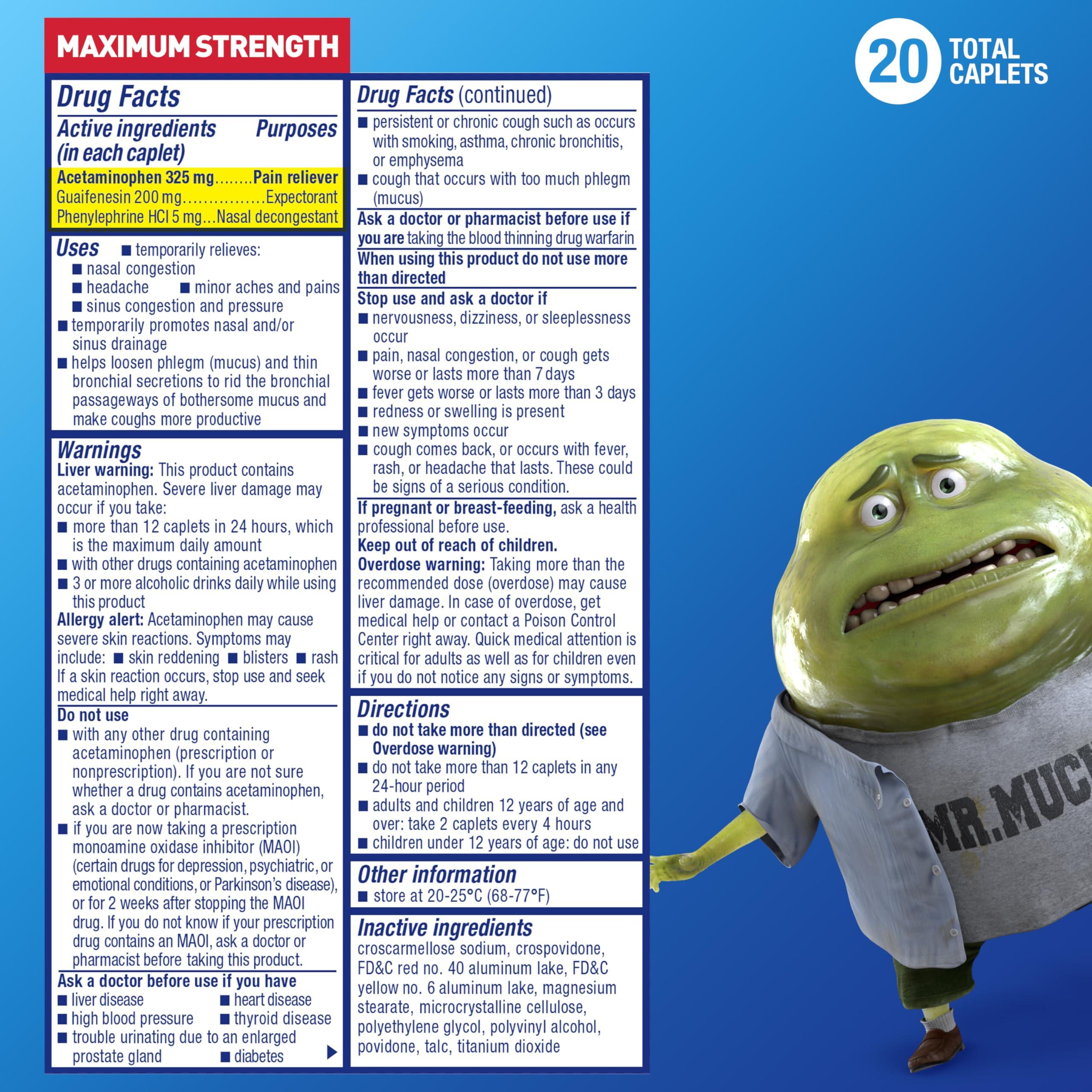 Mucinex Sinus-Max Severe Congestion Relief Caplets, 20 Count - Image 3