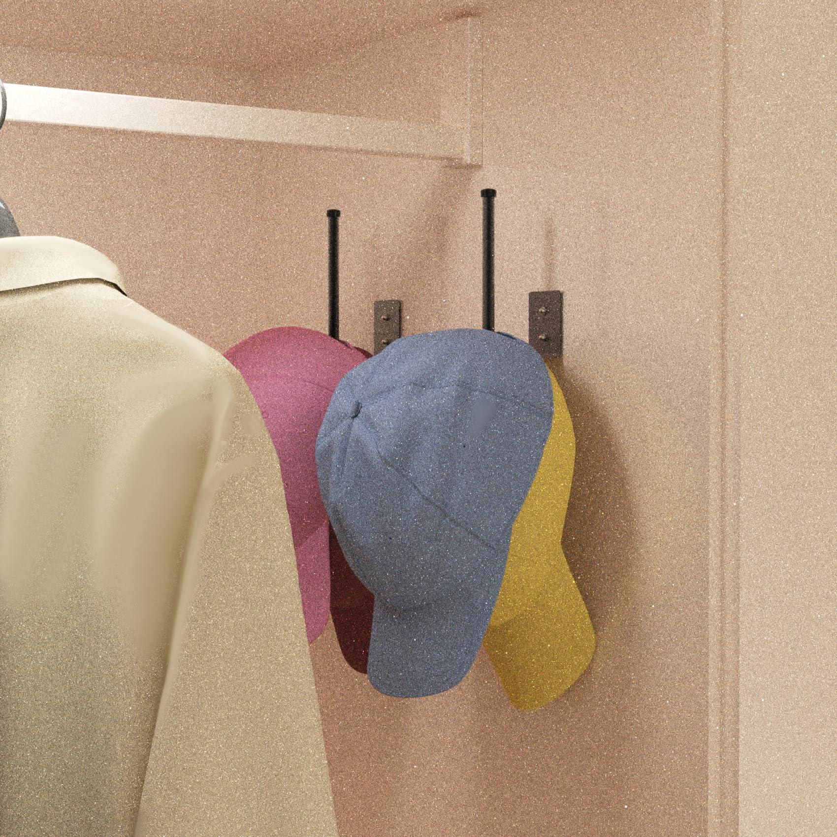Durmmur 2 Pack Hat Racks for Baseball Caps, Stainless Steel Hat Organizer for Baseball Cap, Hat Holder Storage Organizer, Hat Hanger Strong Adhesive/Wall Drilled for Door, Bedroom, Closet(Black 6 in) - Image 9