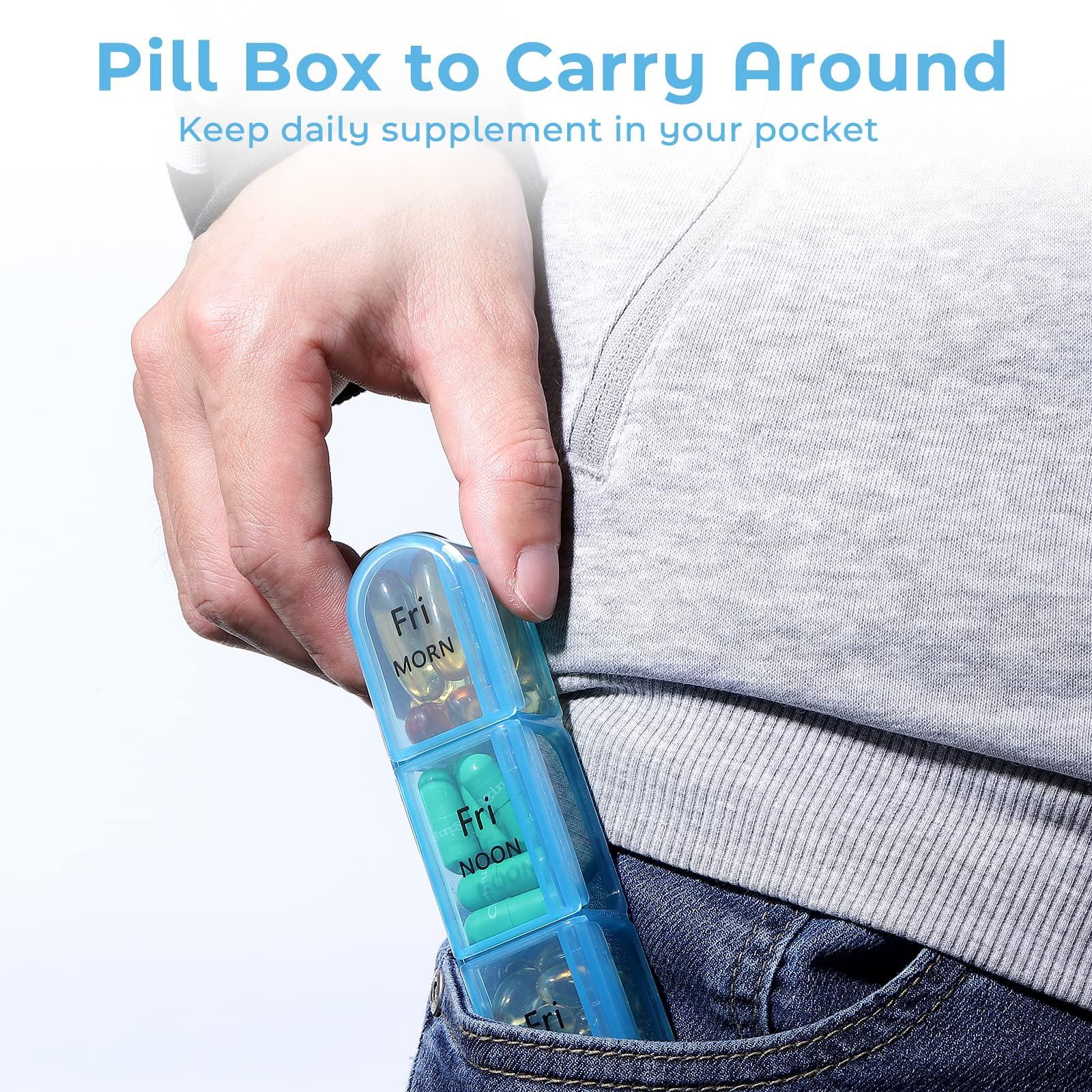 Daviky Pill Organizer Travel, Weekly Pill Organizer 3 Times a Day, Pill Box 7 Day, Pill Cases Organizers 7 Day, Daily Pill Box Organizer, Medicine Organizer to Hold Vitamins and Medication (Blue) - Image 3