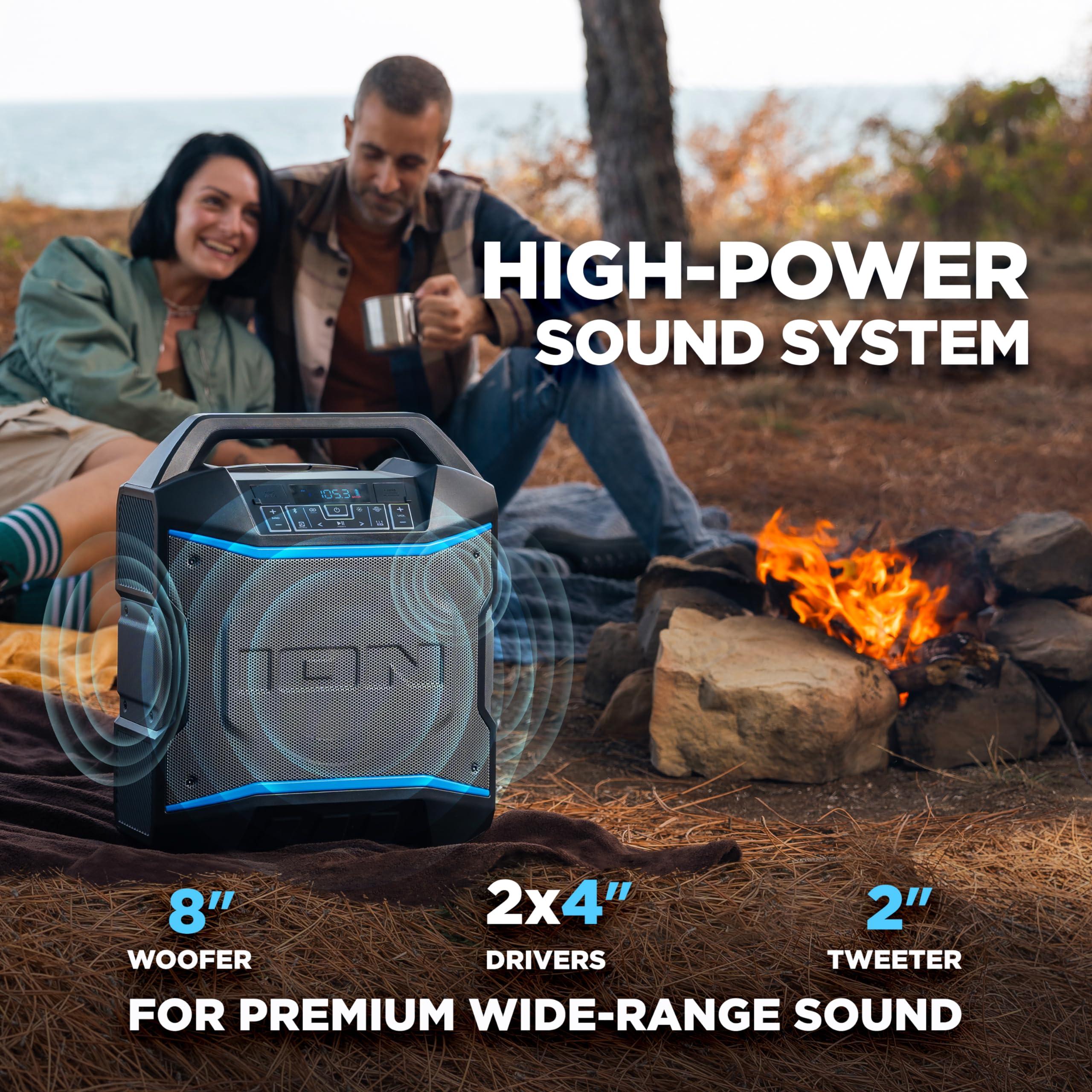 ION Block Rocker - Portable Bluetooth Outdoor Party Speaker with Karaoke Microphone, Battery, 4 Speakers, Radio, USB Port, App, Water-Resistant, 120W - Image 3