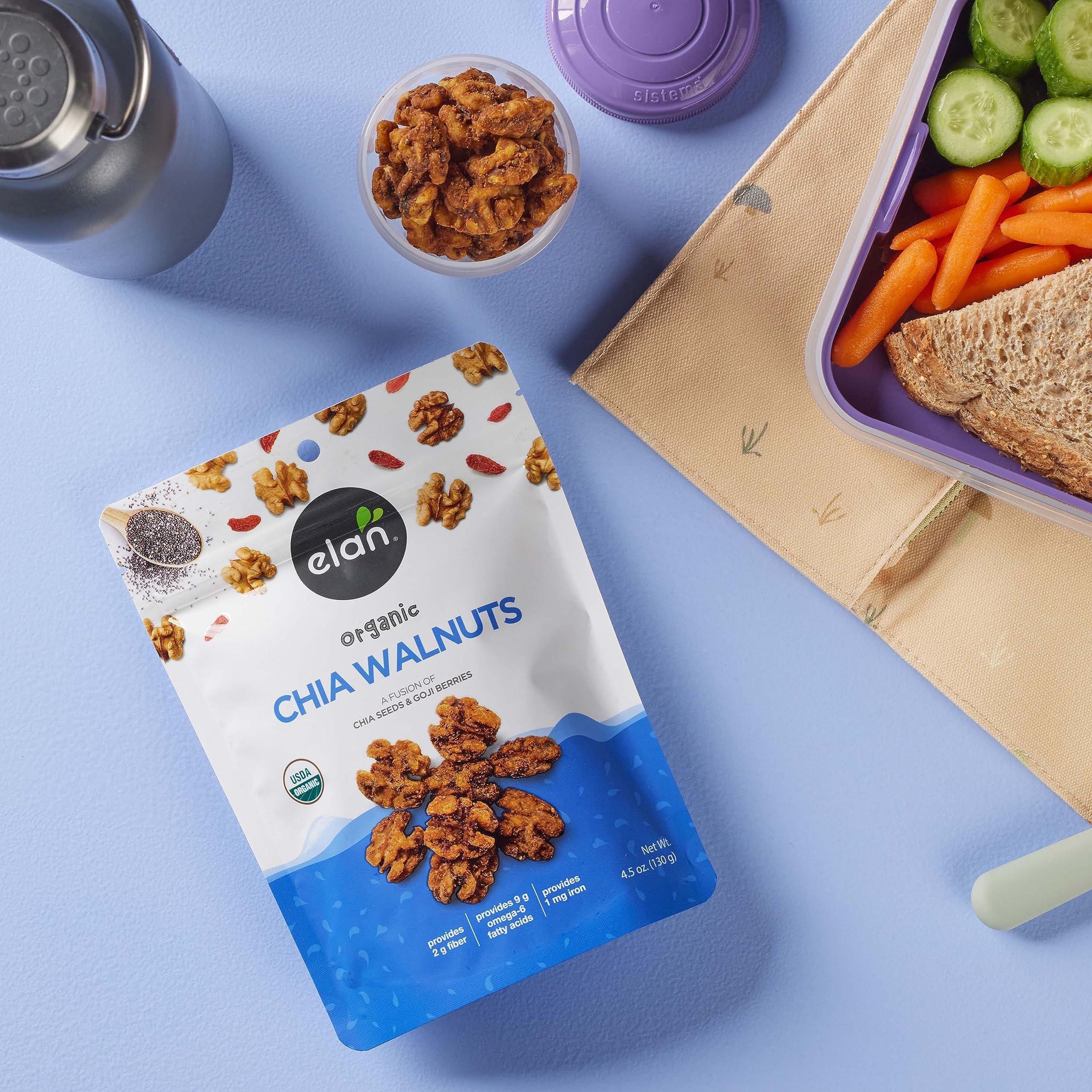 Elan Organic Chia Walnuts, 4.5 oz, Non-GMO, Gluten-Free, Vegan, Kosher, Healthy Snacks, Glazed Nuts with Chia Seeds, Goji Berry Powder & Himalayan Pink Salt, Superfood Infused Nuts - Image 6