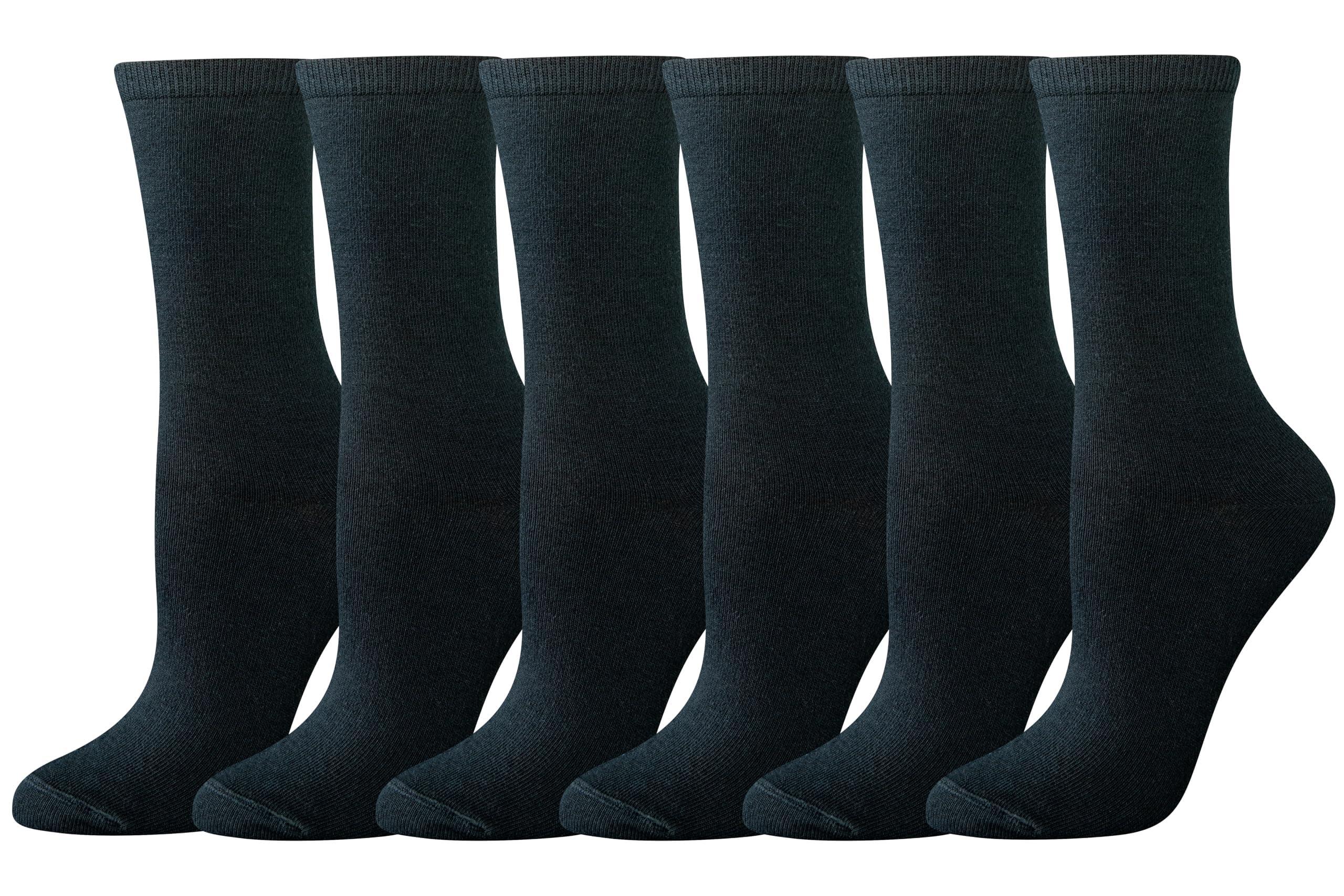 Amazon Essentials Women's Crew Socks, Cotton, 6 Pairs