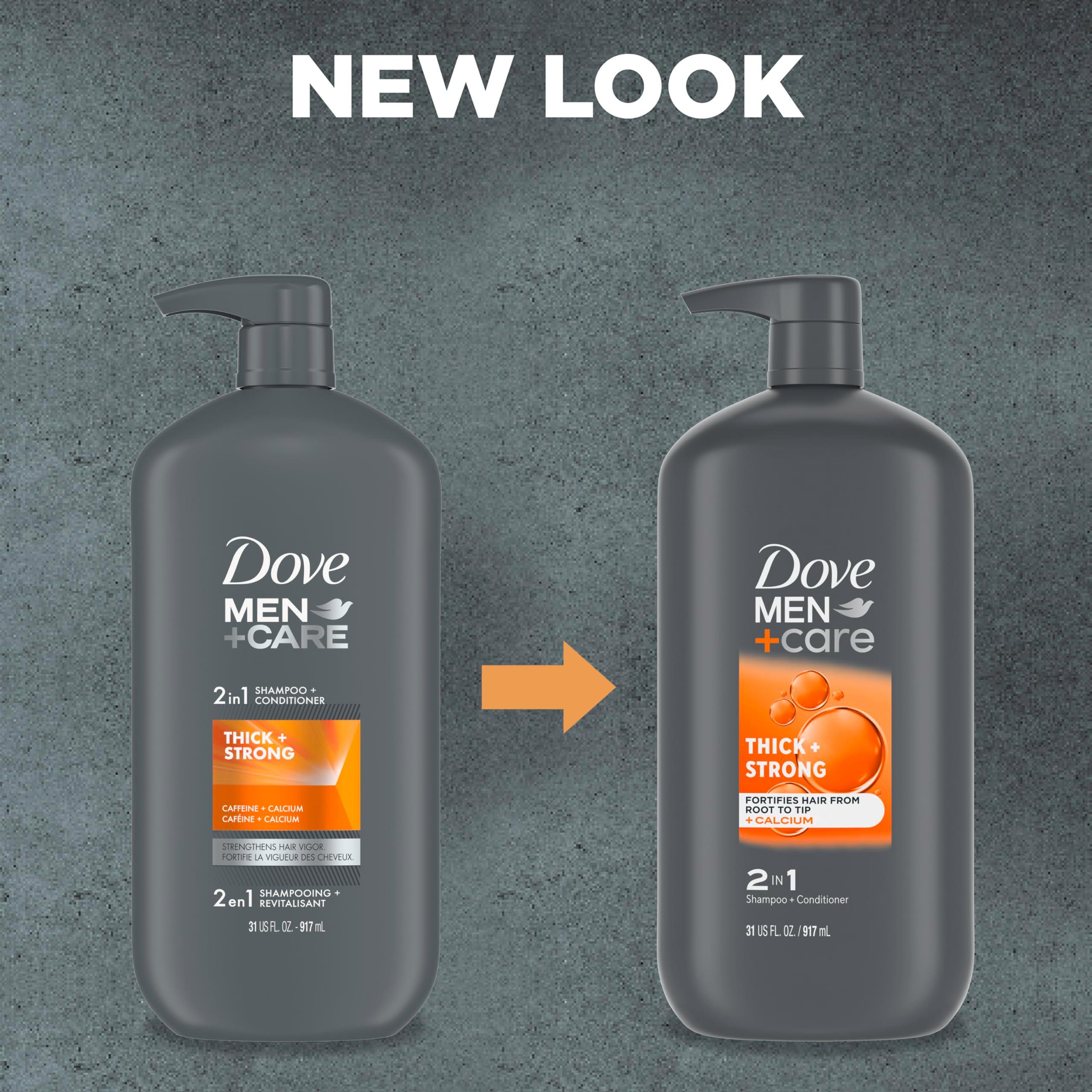 DOVE MEN + CARE 2-in-1 Shampoo + Conditioner Thick + Strong for Fortifying Hair from Root to Tip, with Calcium, 31 oz - Image 3
