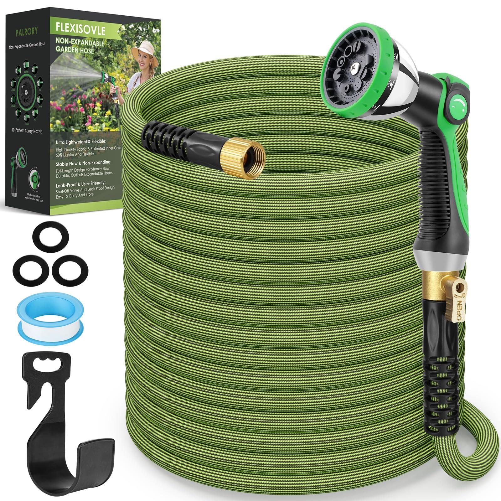 PALRORY Non-Expandable Garden Hose 100 ft, Ultra Lightweight Flexible Water Hose with 10-Pattern Nozzle, Leak-Proof, High-Density Fabric, Thickened Connector, Shut-Off Valve for Yard, Lawn, Outdoor - Image 9