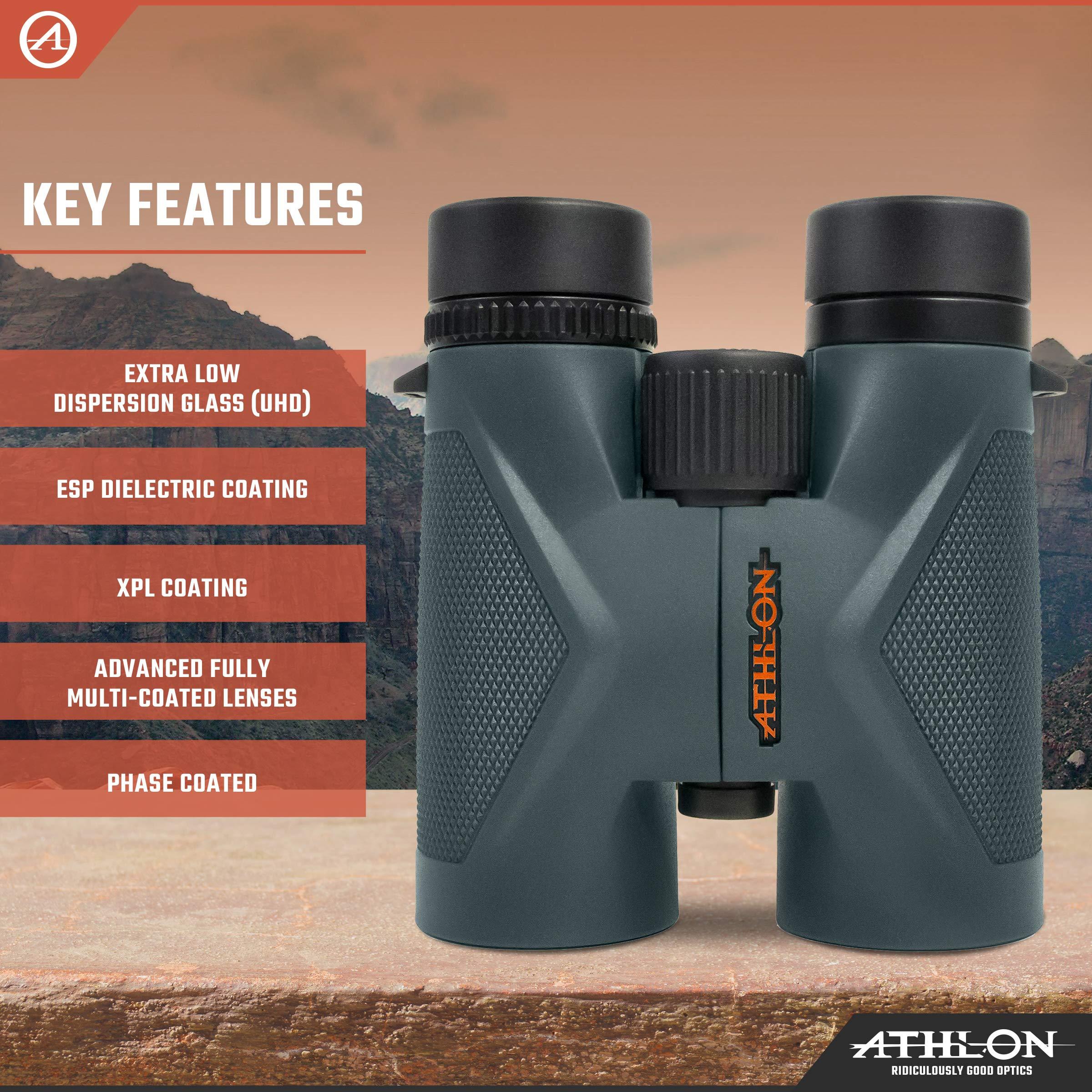 Athlon Optics 8x42 Midas UHD Gray Binoculars with ED Glass for Adults and Kids, High-Powered Binoculars for Hunting, Birdwatching, and More - Image 3