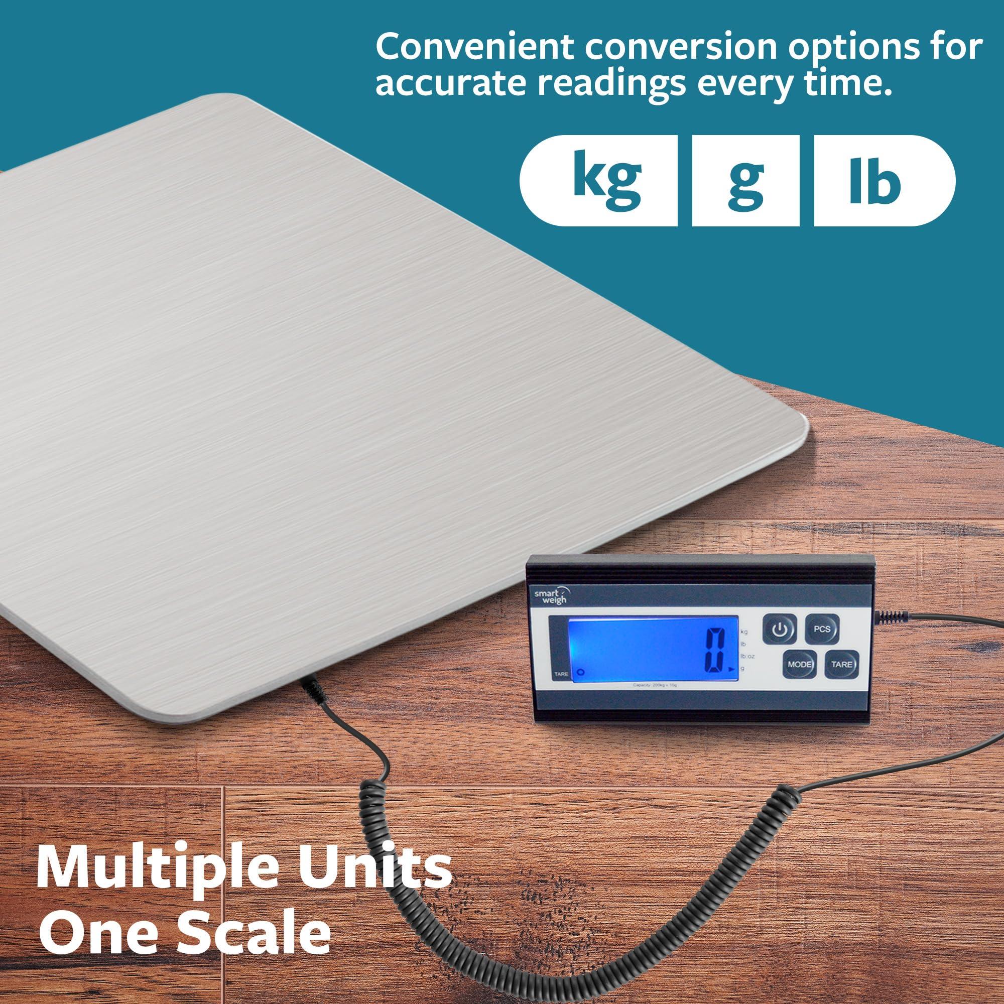 Smart Weigh 440 lbs x 1 oz. Digital Heavy Duty Shipping and Postal Scale, Package Scale with Durable Stainless Steel Large Platform, Post Office Postal Scale and Luggage Scale - Image 5