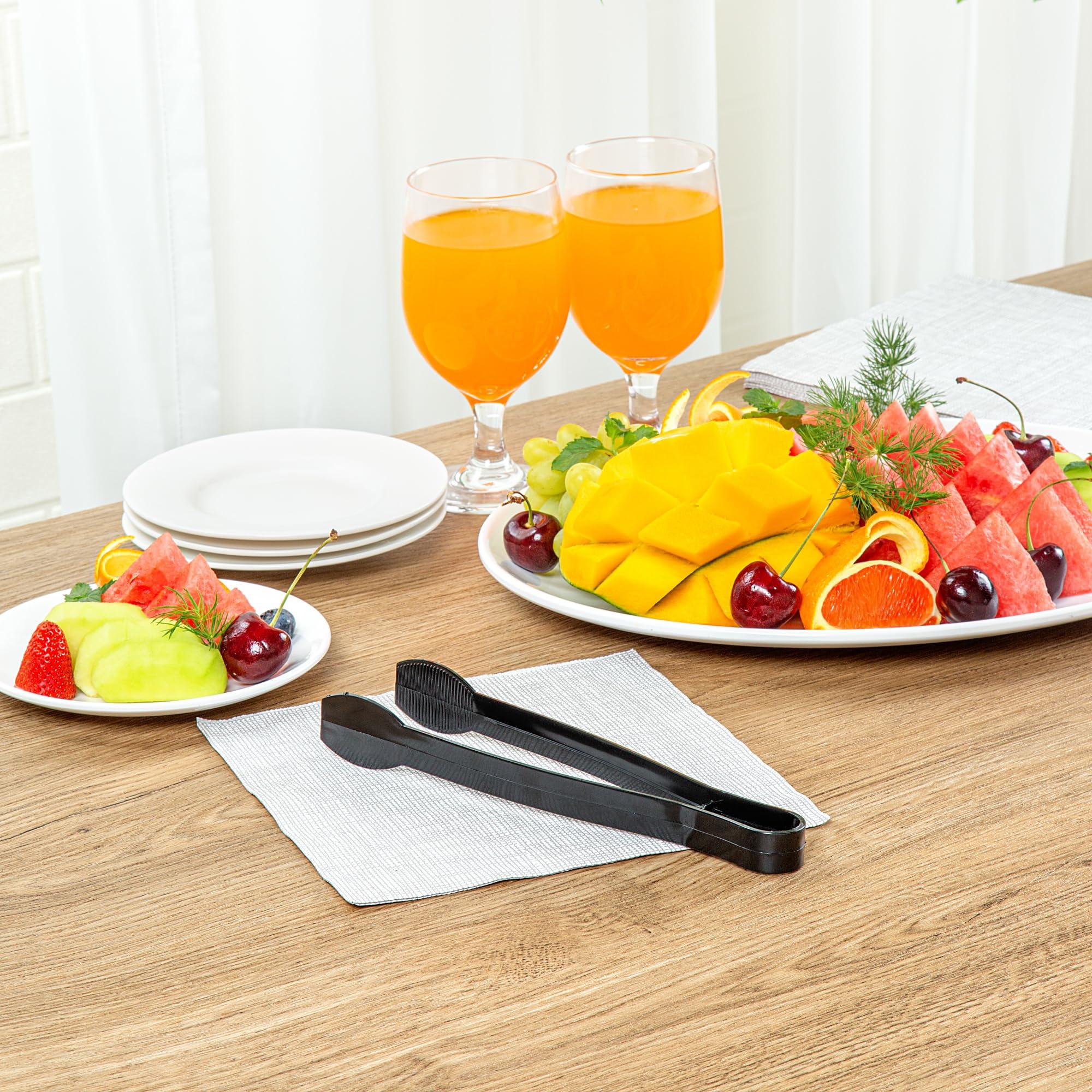 Restaurantware-Cater Tek 9 Inch Serving Tongs, 10 Disposable Tongs For Catering - With Ridged Tips, Heavy-Duty, Black Plastic Food Tongs, Long Handle, For Weddings, Buffets, Catering Events - Image 8