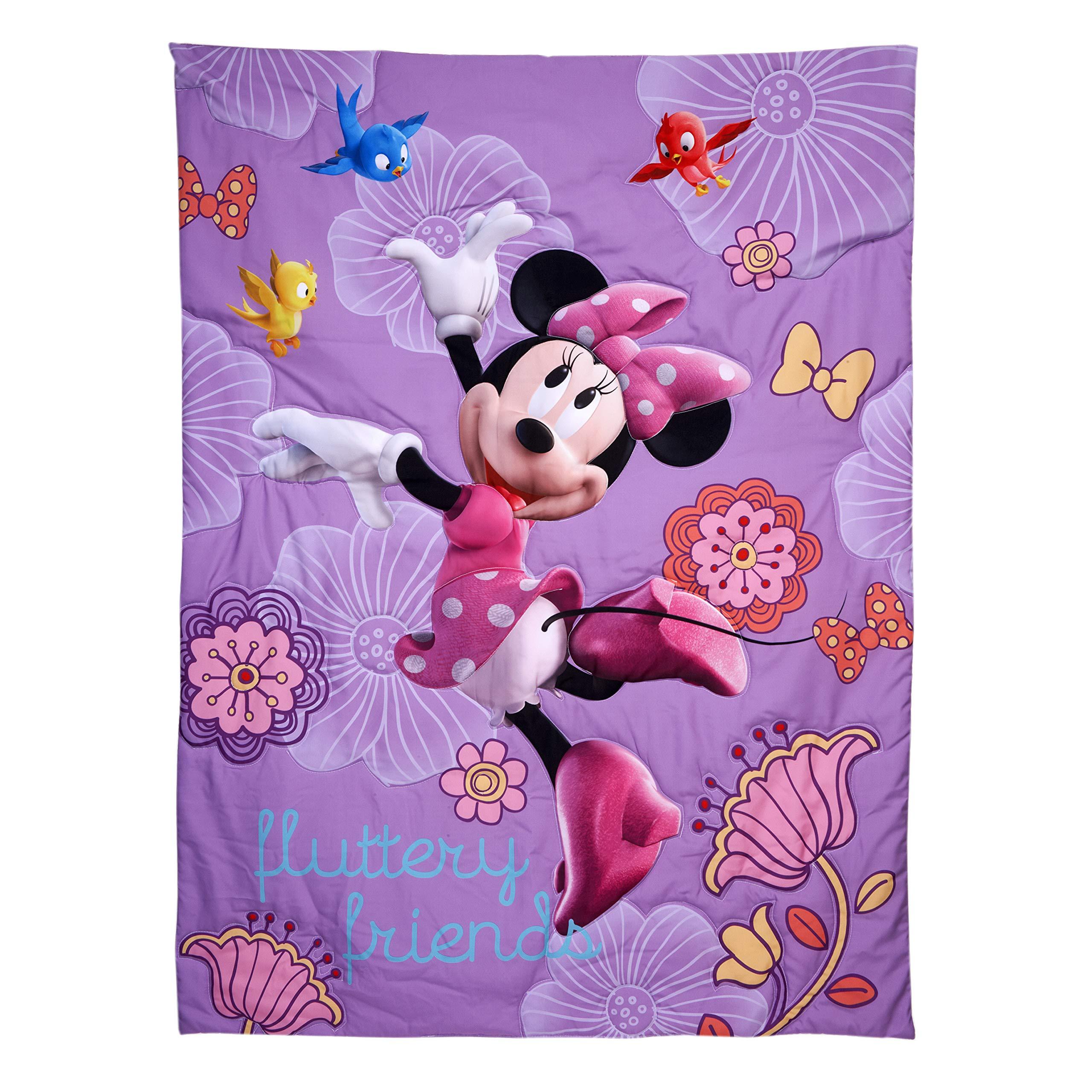 Disney 4 Piece Minnie's Fluttery Friends Toddler Bedding Set, Lavender - Image 3