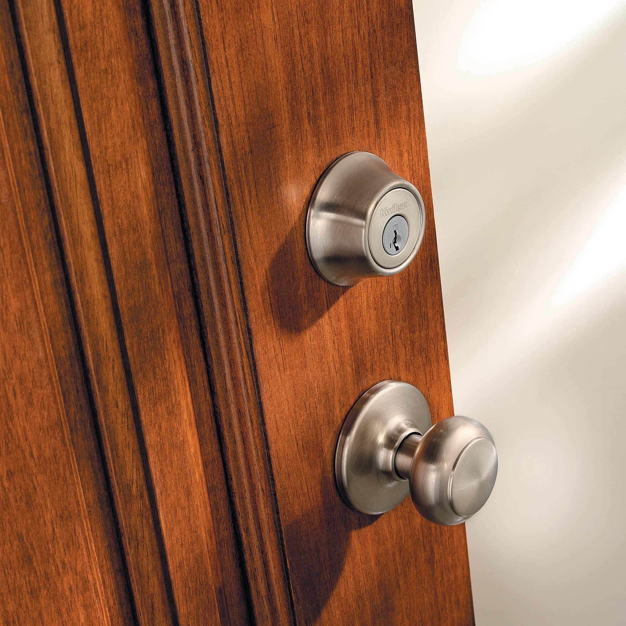 Kwikset 660 Deadbolt Deadbolt Lock, Satin Nickel Round Exterior Keyed Front Entry Door, Pick Resistant SmartKey Rekey Security, Single Cylinder Dead Bolt, with Microban Protection - Image 3