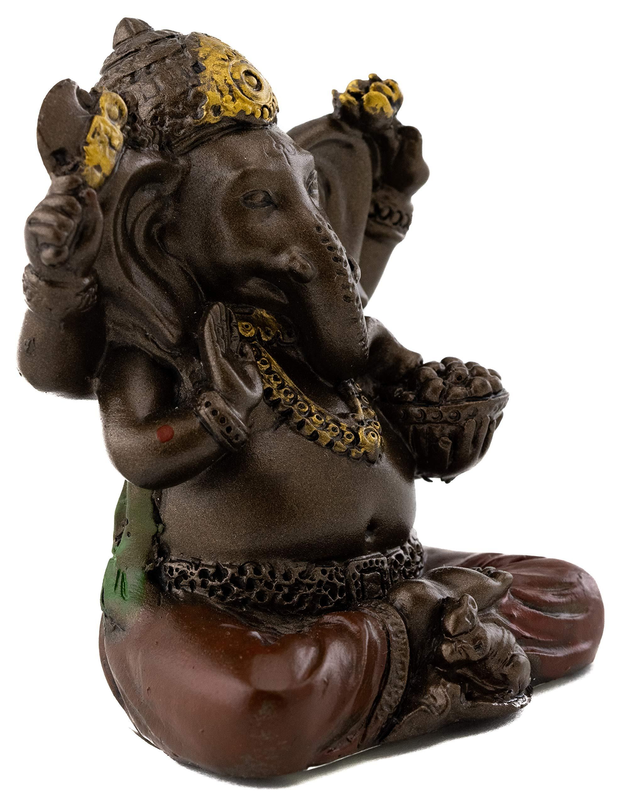 Top Collection Mini Ganesh Statue - Ganesha Lord of Success Sculpture in Premium Cold Cast Bronze with Colored Accents - 2-Inch Collectible New Age Hind God Figurine (Sm. Ganesh) - Image 6