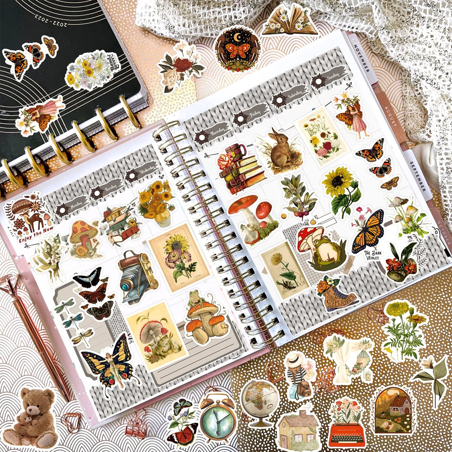 BarrelTree - 300 PCS Vintage Stickers, Aesthetic Stickers for Scrapbook Journaling Water Bottles Laptop, Scrapbooking Supplies Kit, Cottagecore Waterproof Vinyl Bullet Junk Journal Stickers for Adults - Image 5